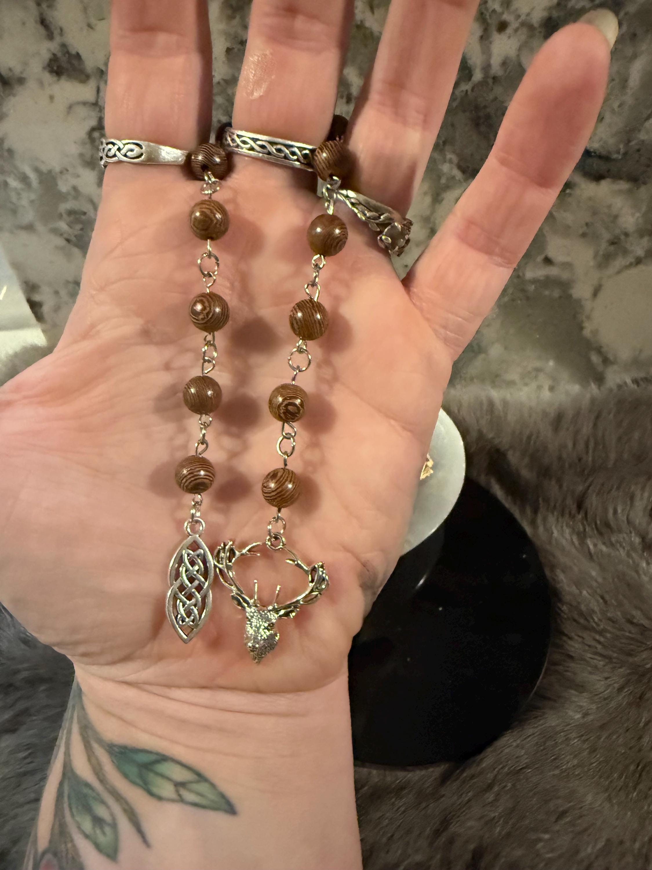 Cernunnos Diety Prayer Beads: Simple One Of A Kind Diety Prayer Bead Set