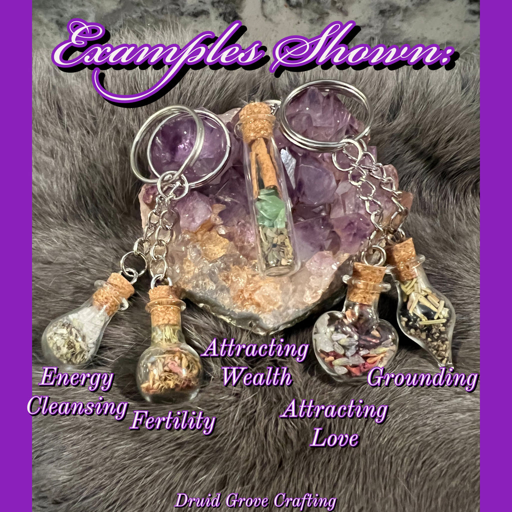 Handcrafted Spell Jar Keychain: Intention Bottle Charm