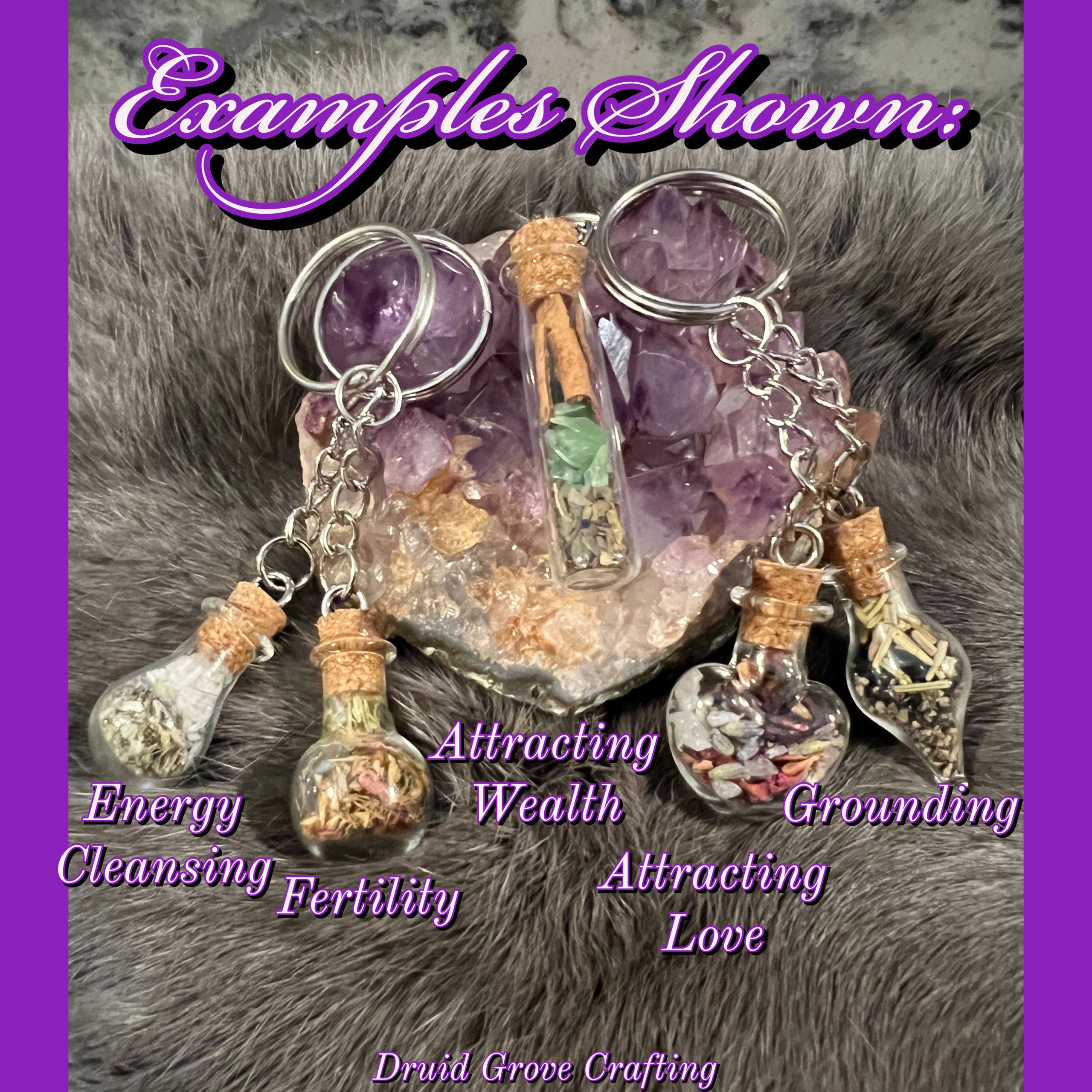 Handcrafted Spell Jar Keychain: Intention Bottle Charm