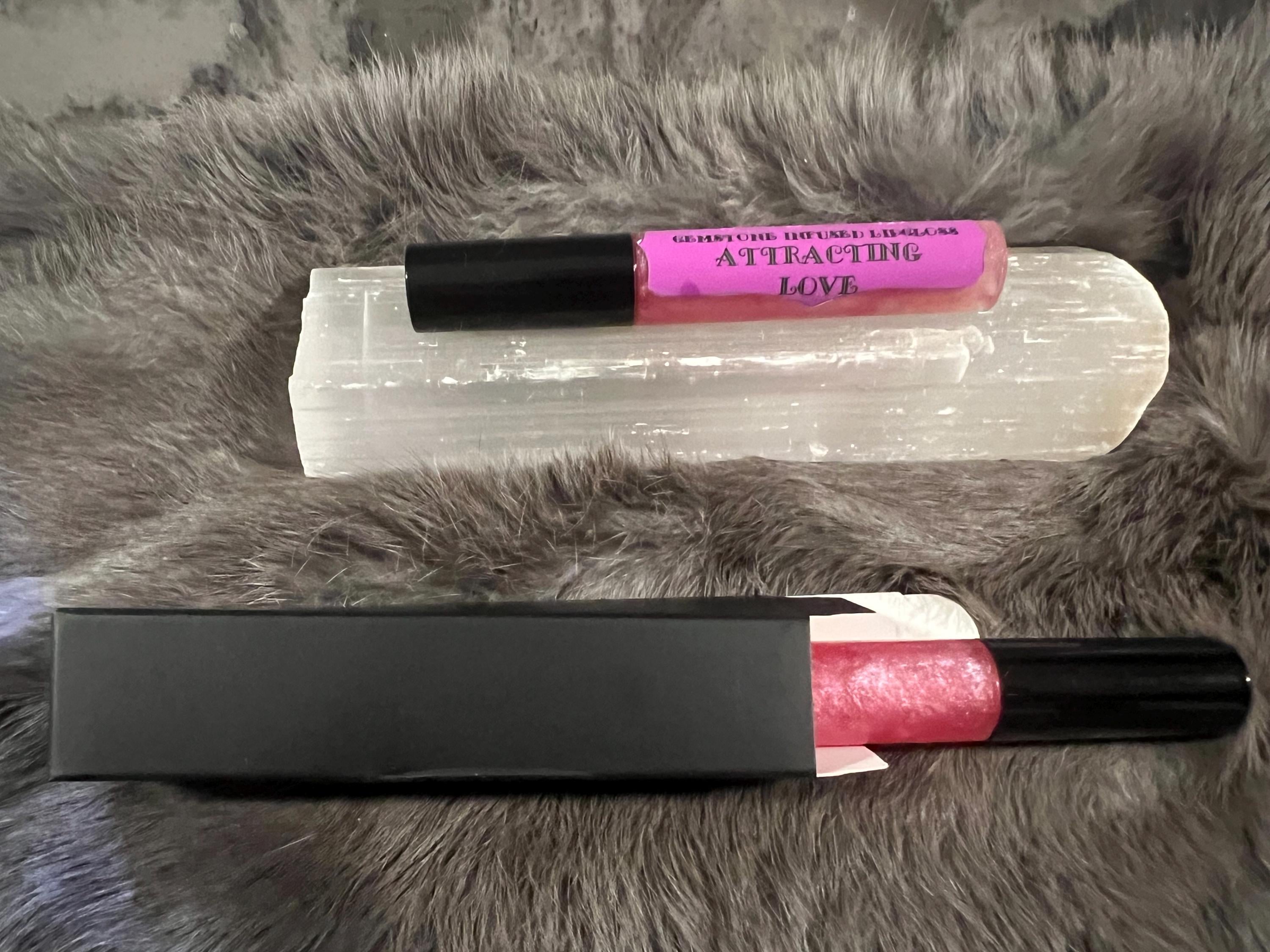 Gemstone Infused Lip Gloss: Vegan Crystal Healing, Attracting Love