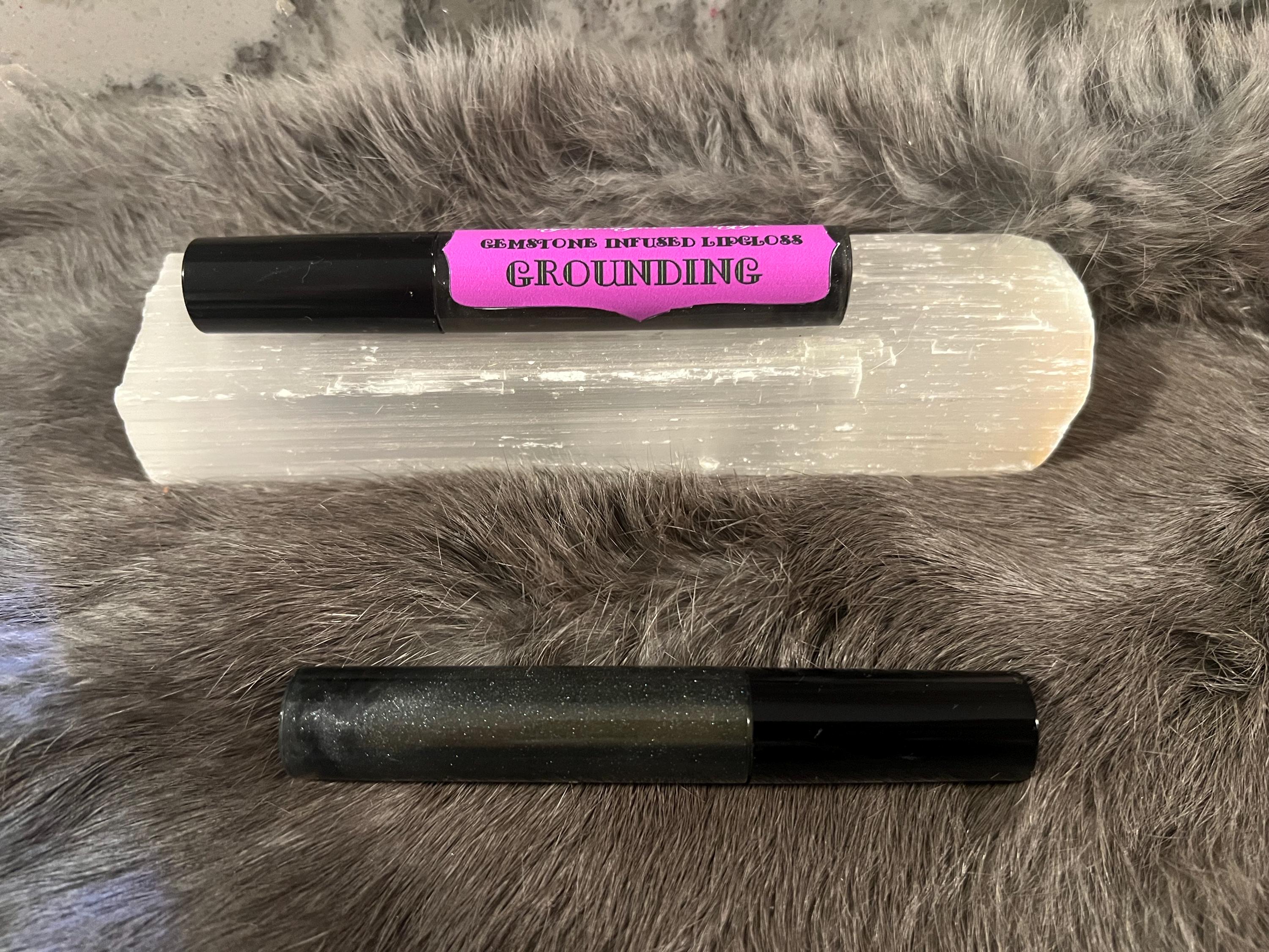 Witchy Grounding Lip Gloss: Black Obsidian Gemstone Infused, Vegan