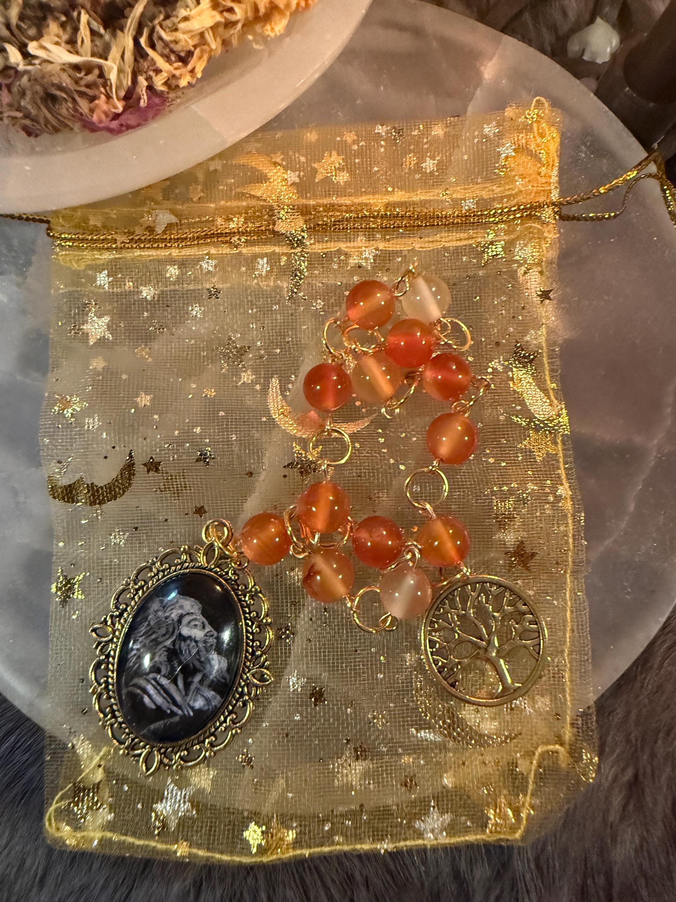 Zeus Prayer Beads: Carnelian Deity Rosary, Greek God Altar