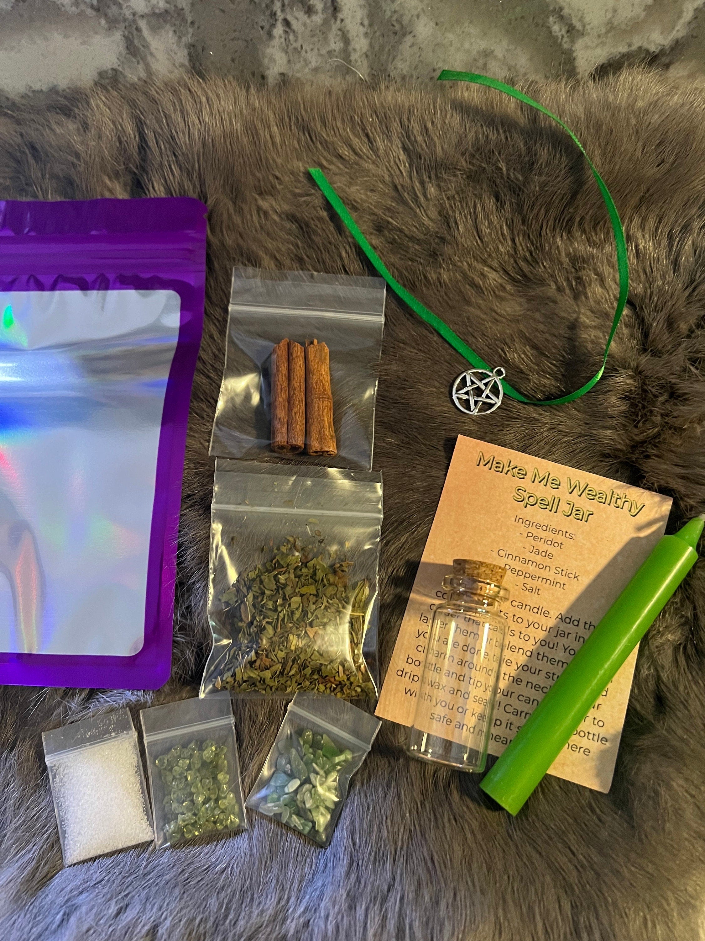 Money Spell Jar DIY Kit: Wealth Manifestation Charm Bottle
