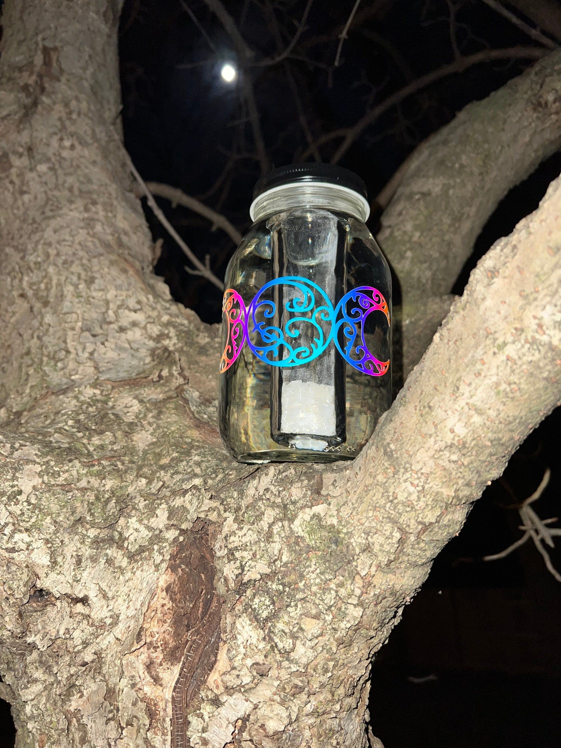 Moon Water Jar: Gemstone Infusion Vessel, Witchcraft Altar Decor