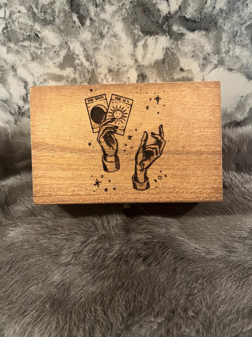 Etched Wood Tarot Card Box: Altar & Deck Storage