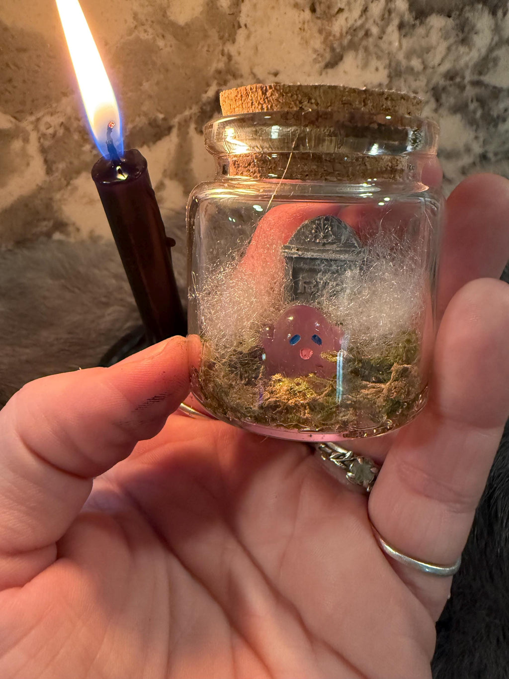 Glow in the Dark Pet Ghost in a Bottle: Friendly Spirit with Tombstone