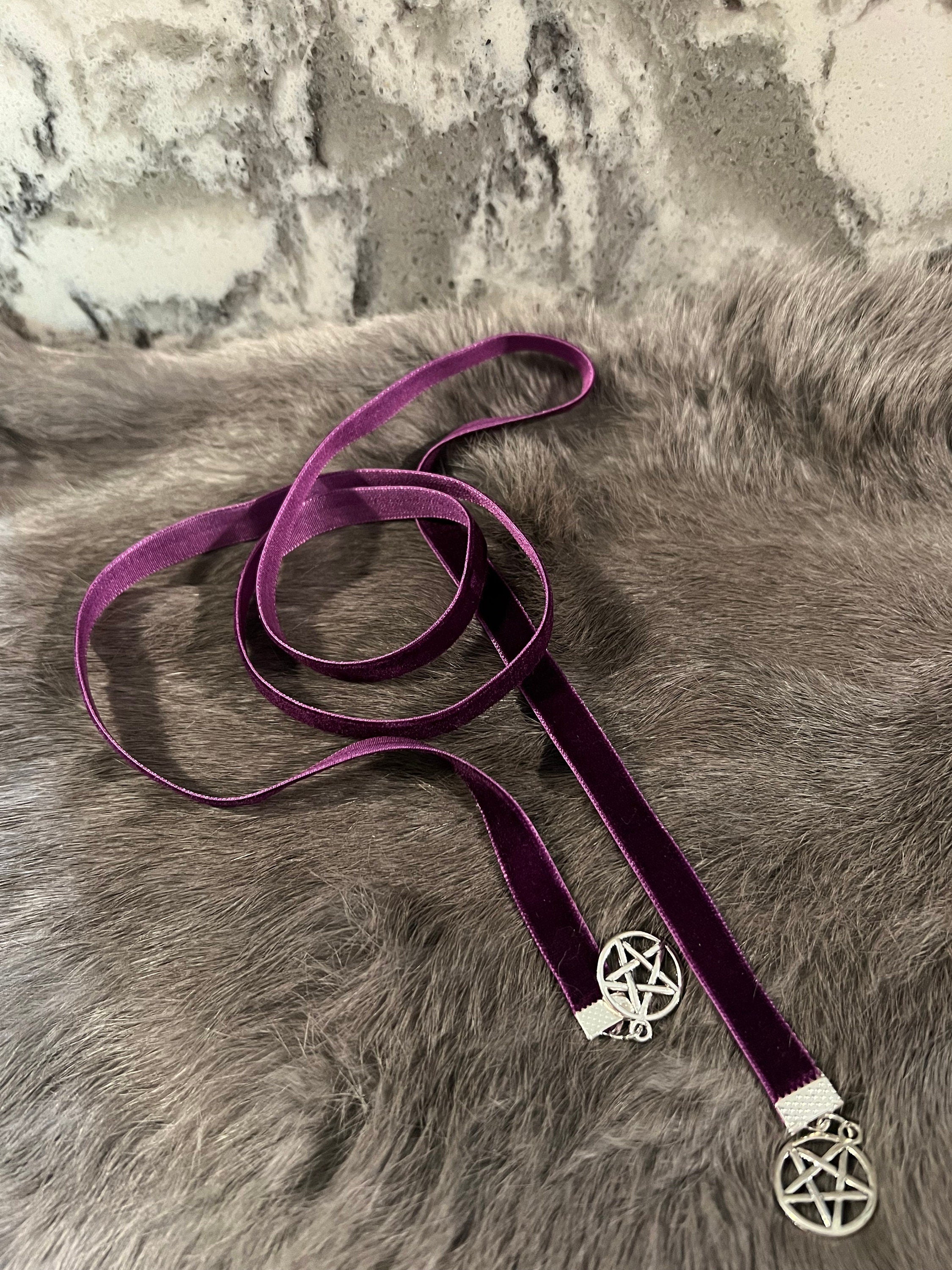 Velvet Handfasting Cord - Celtic Pagan Wedding Ribbon with Charms