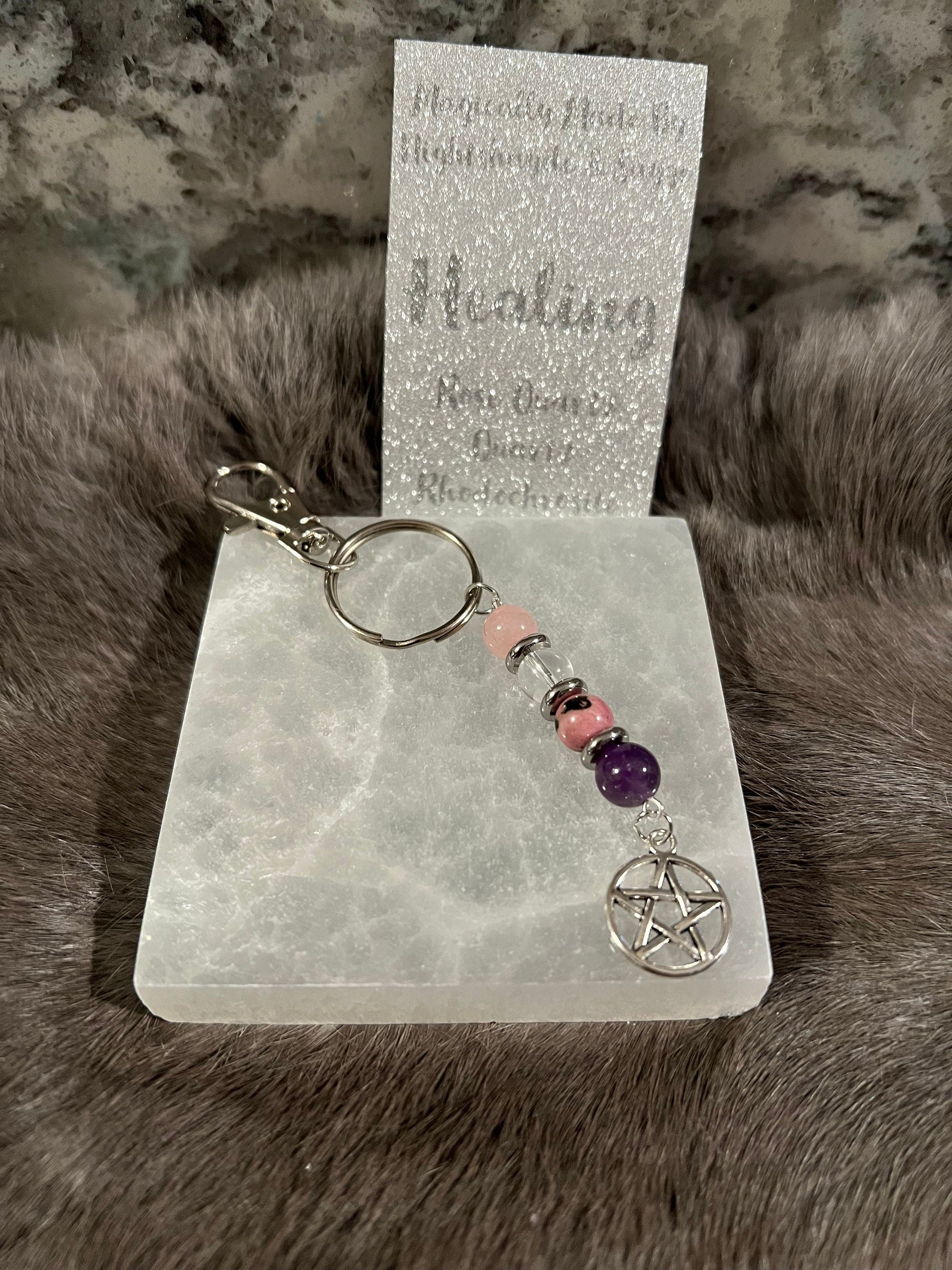 Gemstone Manifestation Keychain: Witchy Intention Charm