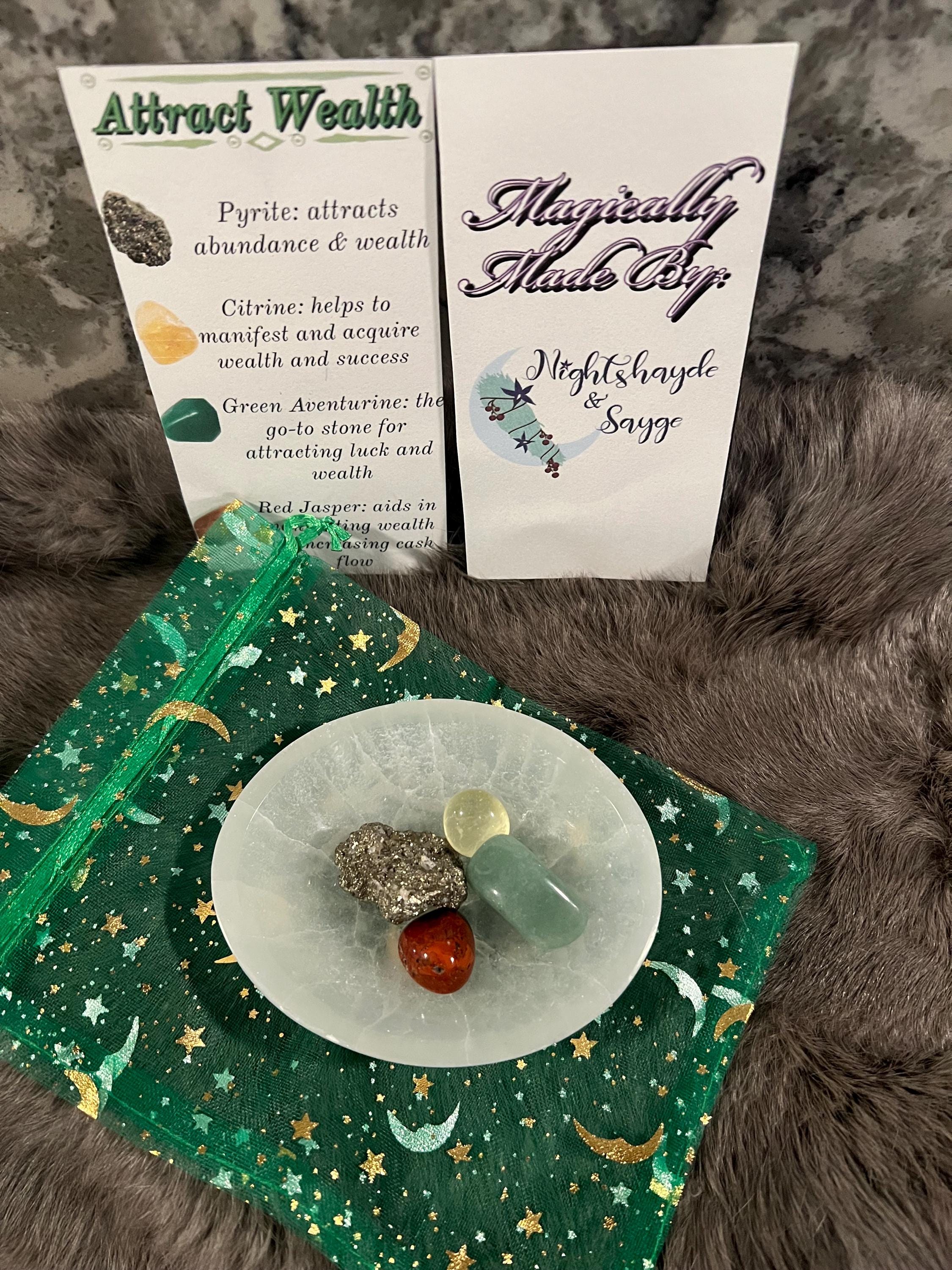 Wealth Gemstone Intention Kit: Pyrite, Citrine, Aventurine, Jasper