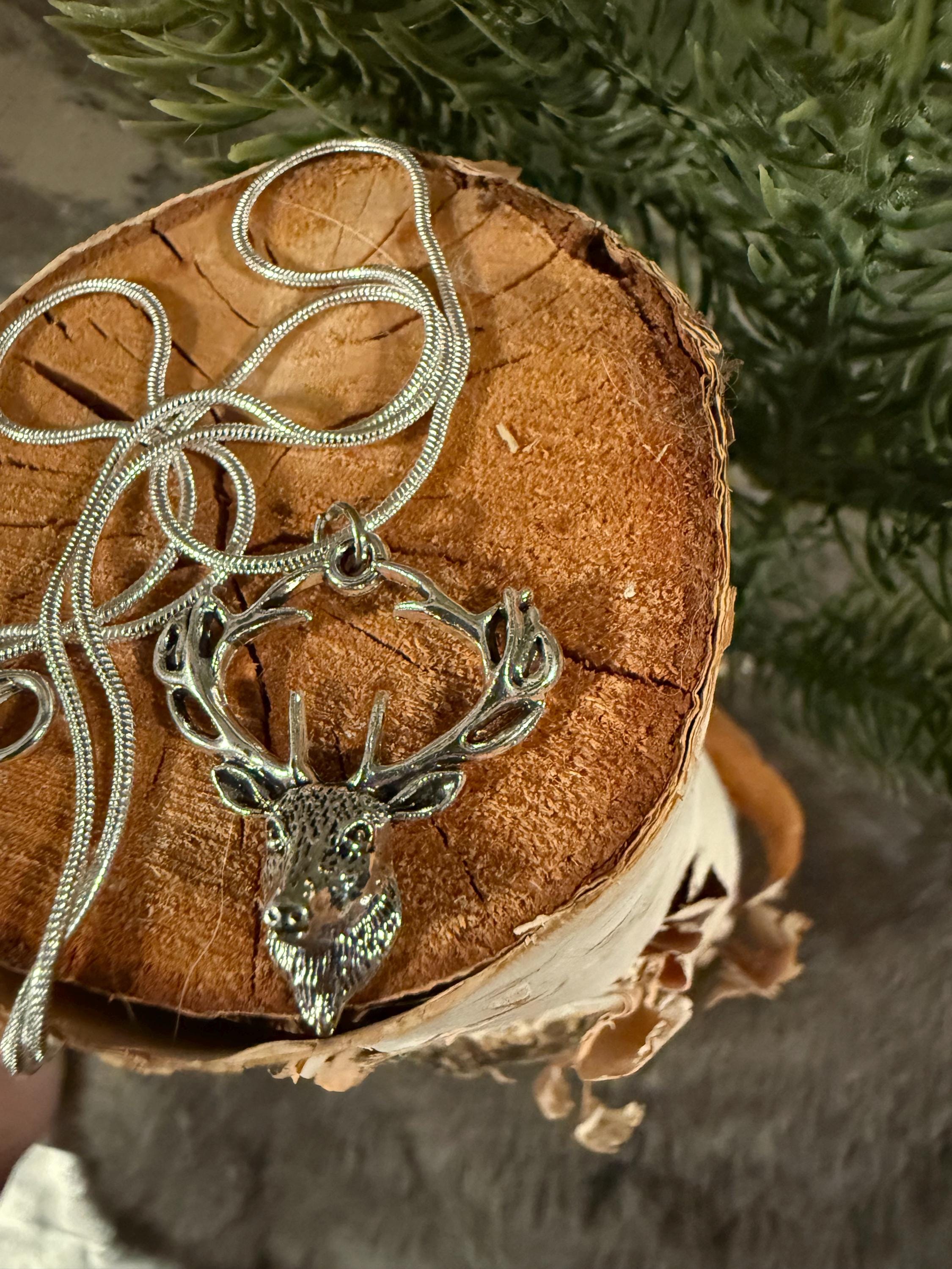 Silver Stag Yule Pendant Necklace