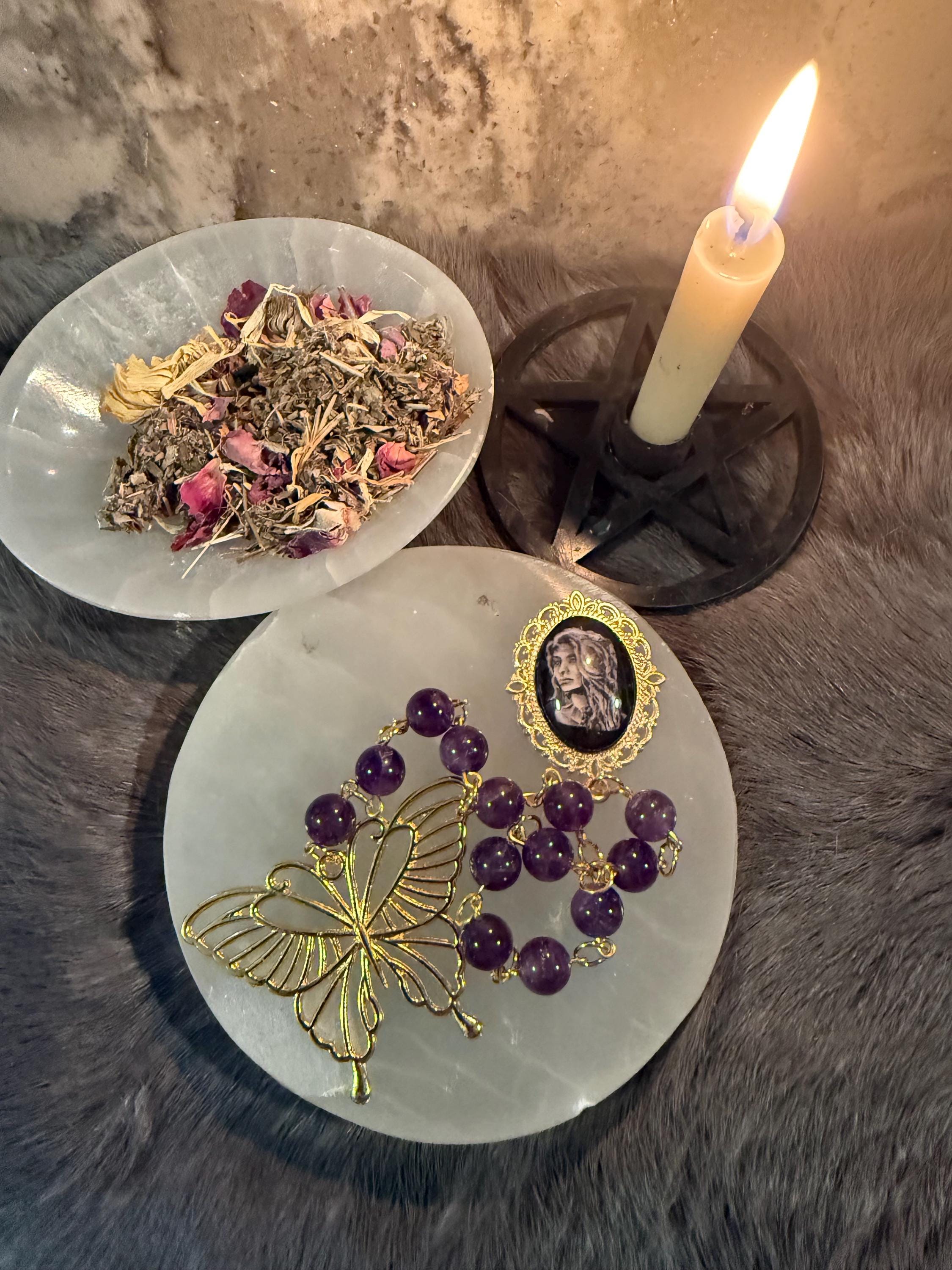 Persephone Prayer Beads: Amethyst Deity Set with Butterfly