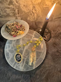 Demeter Prayer Beads: Green Jade, Dried Wheat, Goddess Altar Tool
