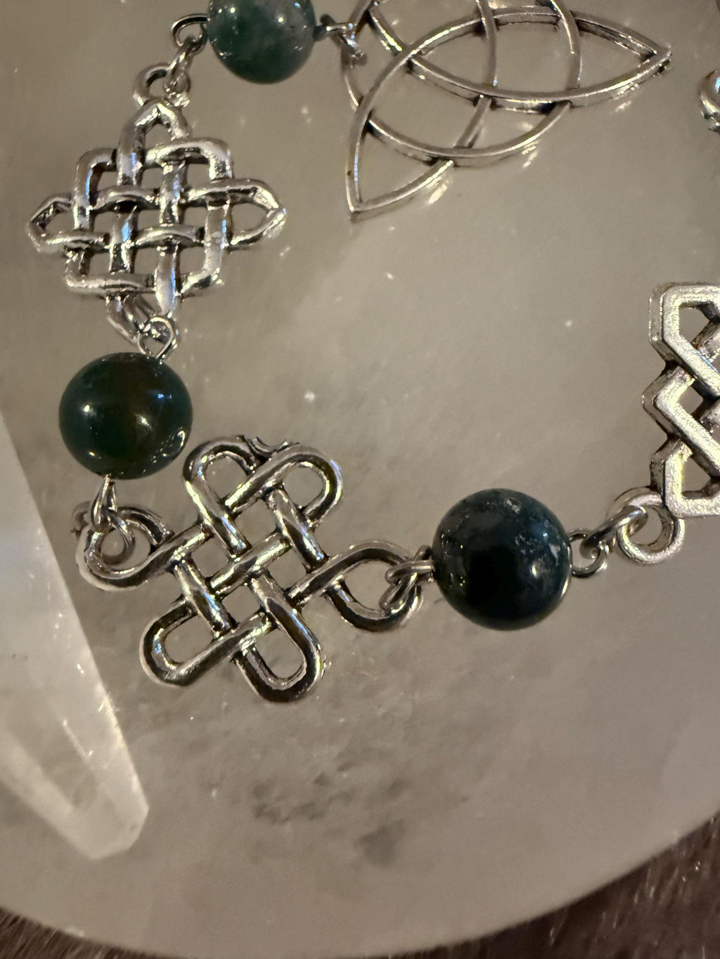 Clear Quartz Pendulum: Beaded Celtic Knot Divination Tool