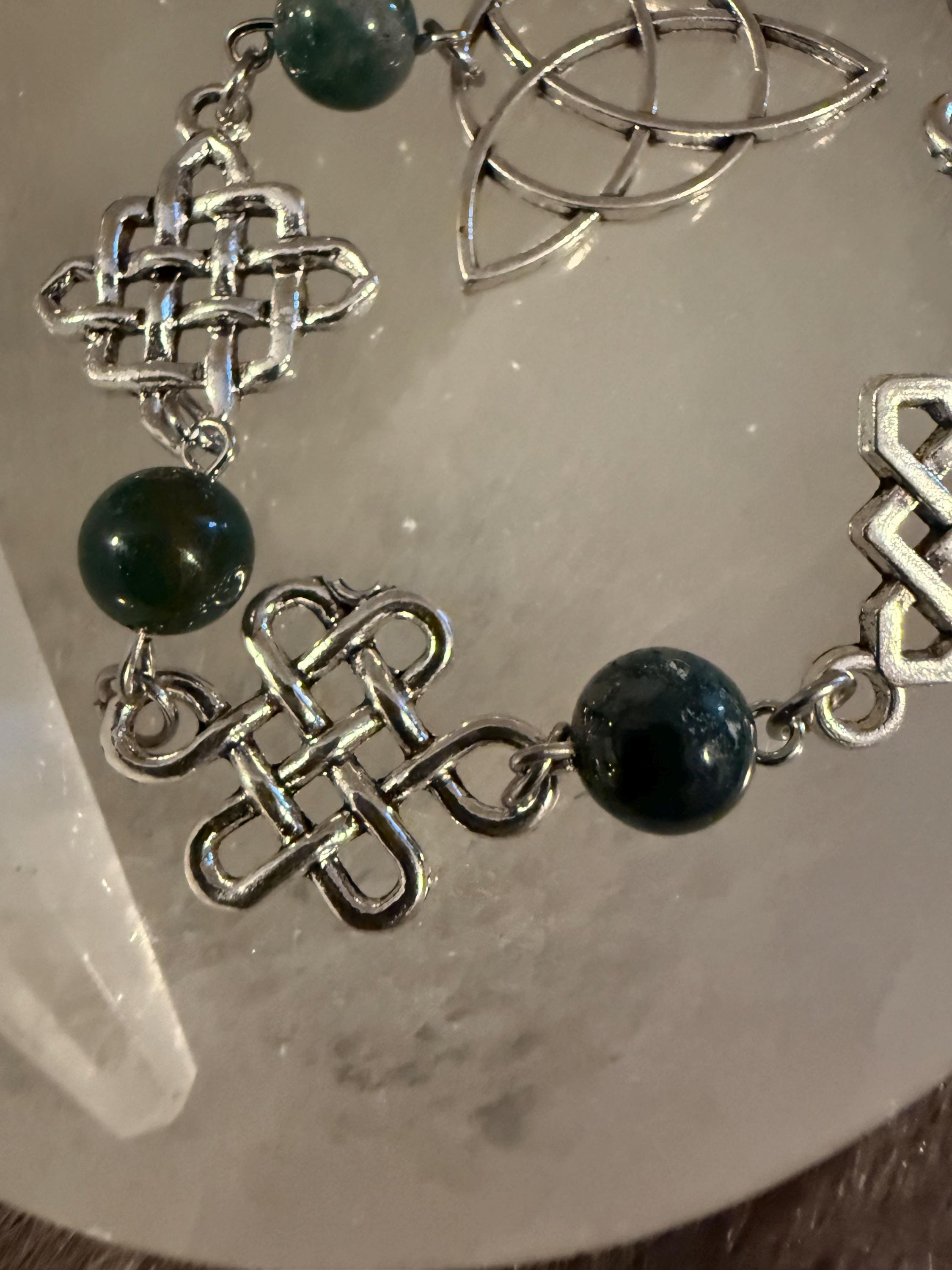 Clear Quartz Pendulum: Beaded Celtic Knot Divination Tool