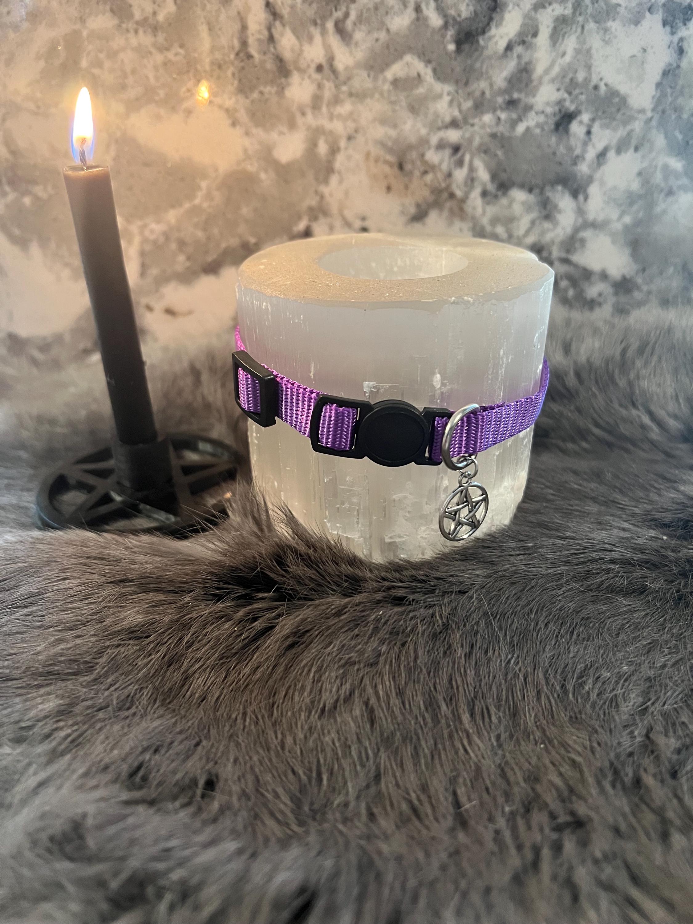 Blessed Pet Collar: Witchy Familiar Protection Collar with Pentacle Charm
