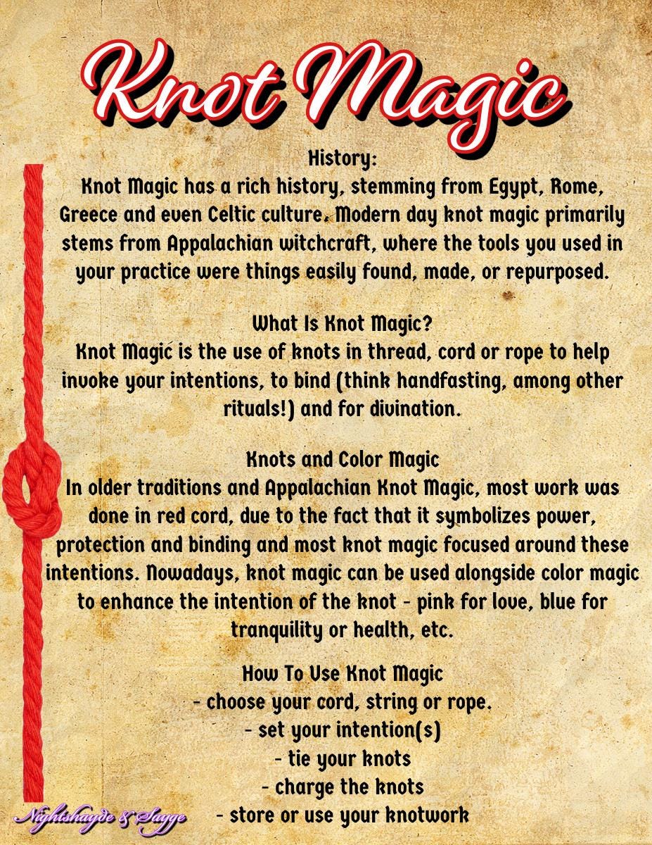 Reiki Blessed Organic Cotton Knot Magic Cord: Appalachian Witchcraft Spell Supplies