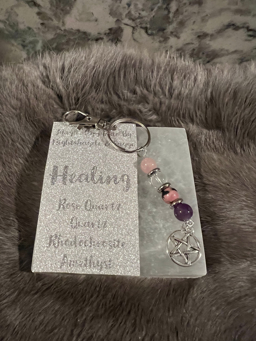 Gemstone Manifestation Keychain: Witchy Intention Charm