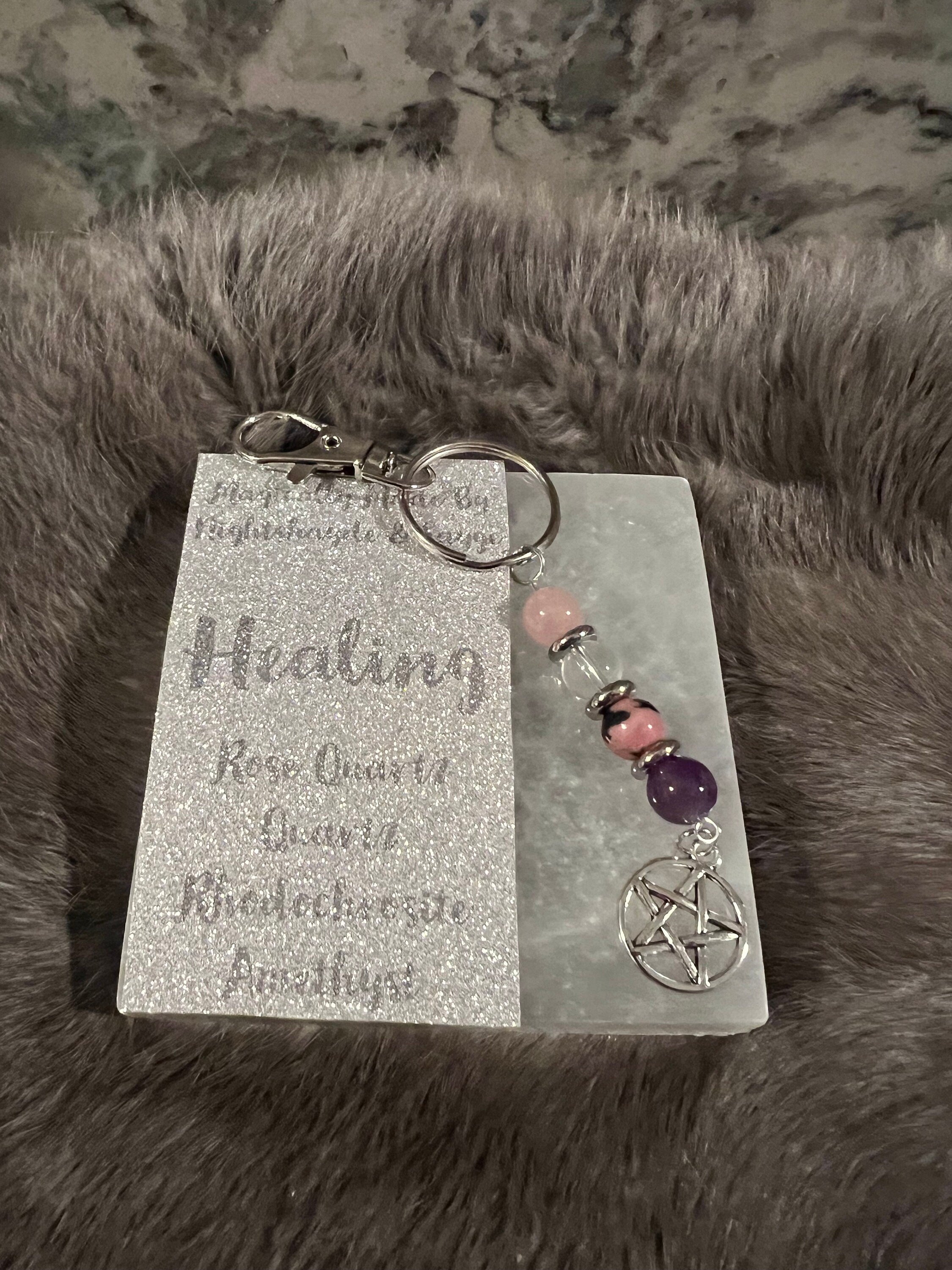 Gemstone Manifestation Keychain: Witchy Intention Charm