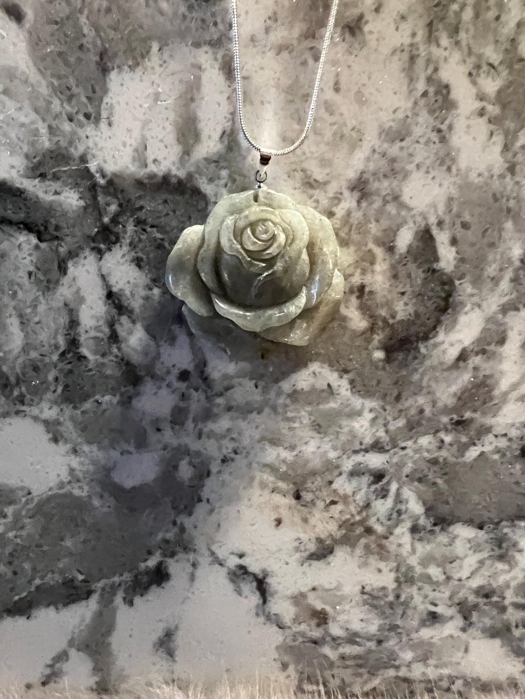 Labradorite Rose Pendant Necklace: Silver Chain, Gemstone Jewelry