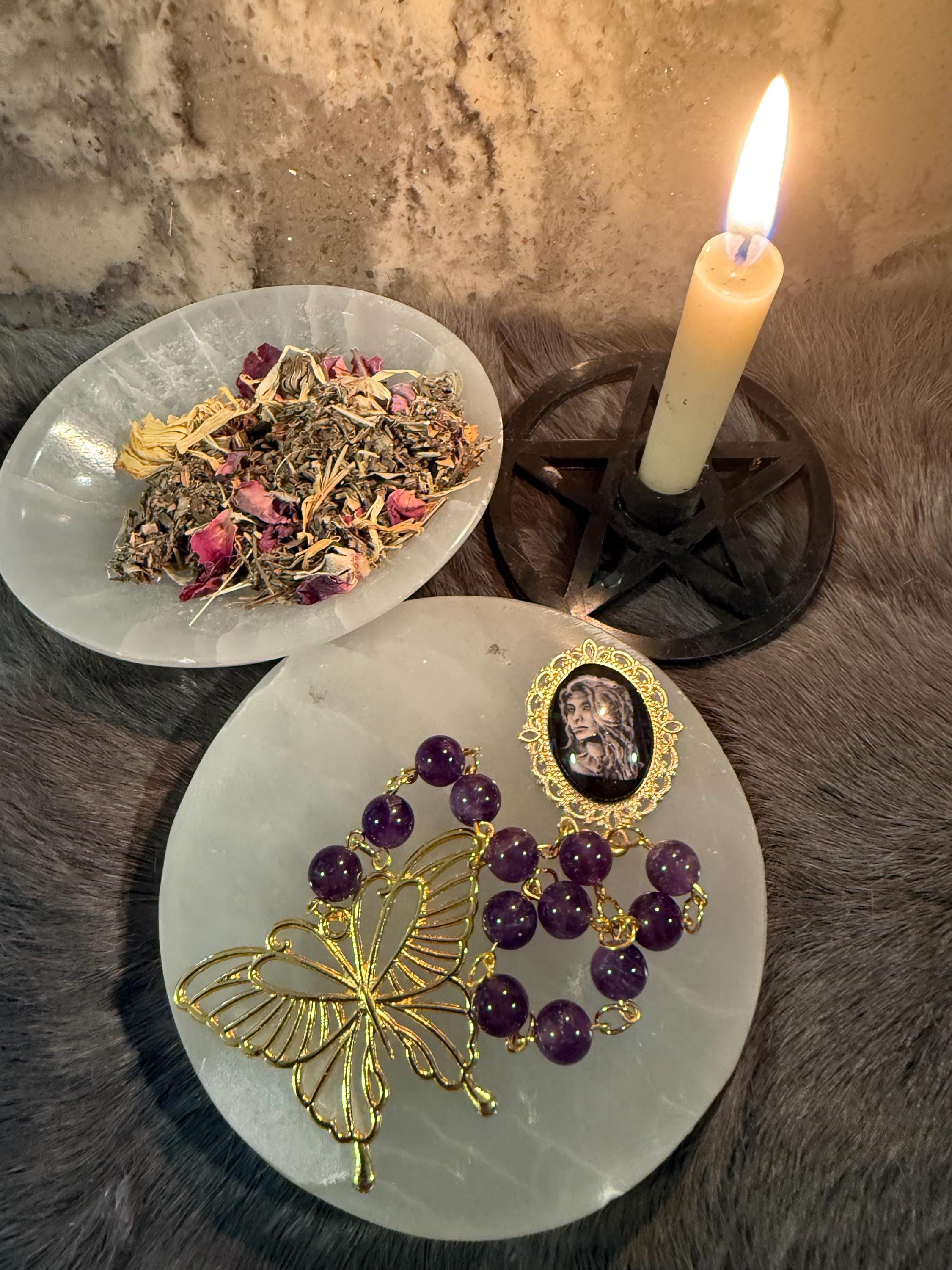 Persephone Prayer Beads: Amethyst Deity Set with Butterfly