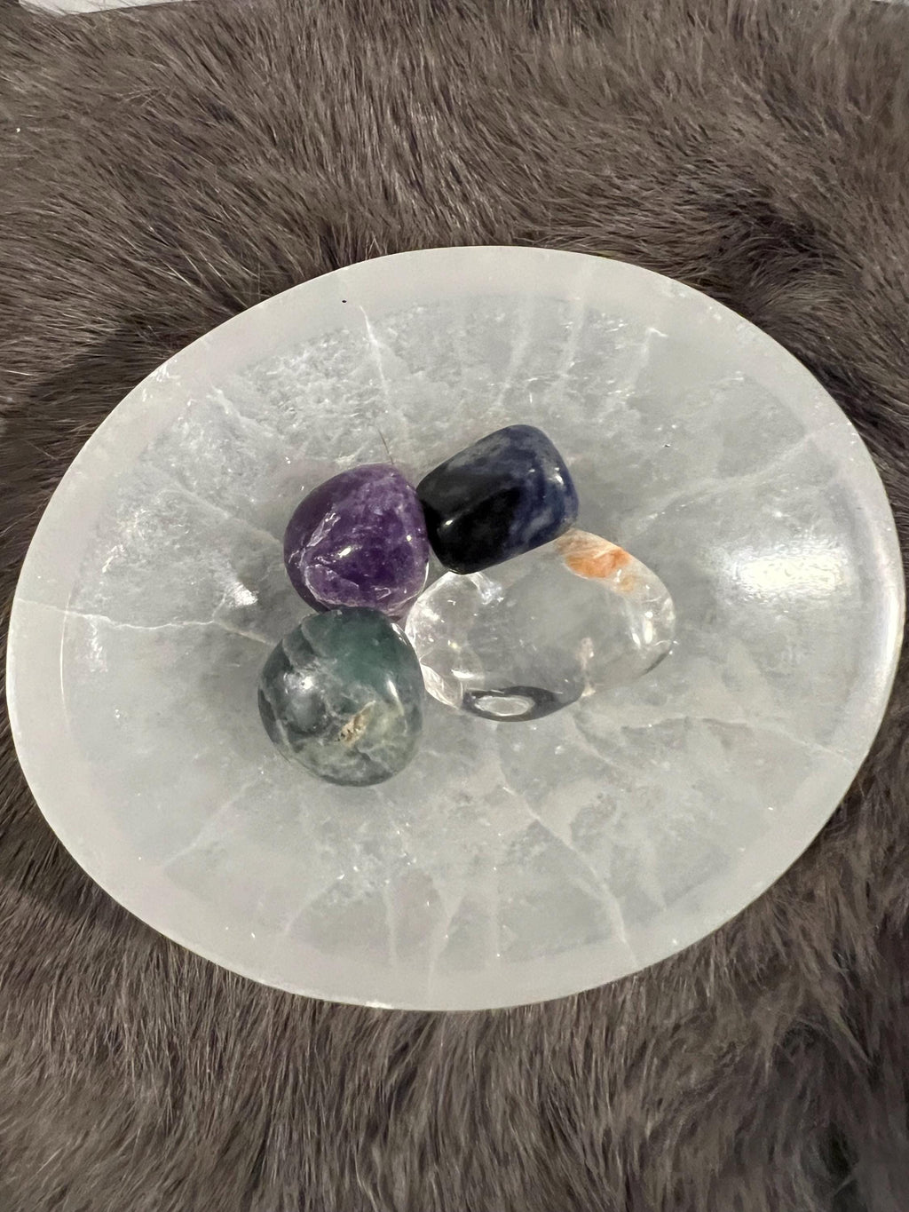 Anxiety Relief Gemstone Kit: Tumbled Amethyst, Sodalite, Quartz & Fluorite