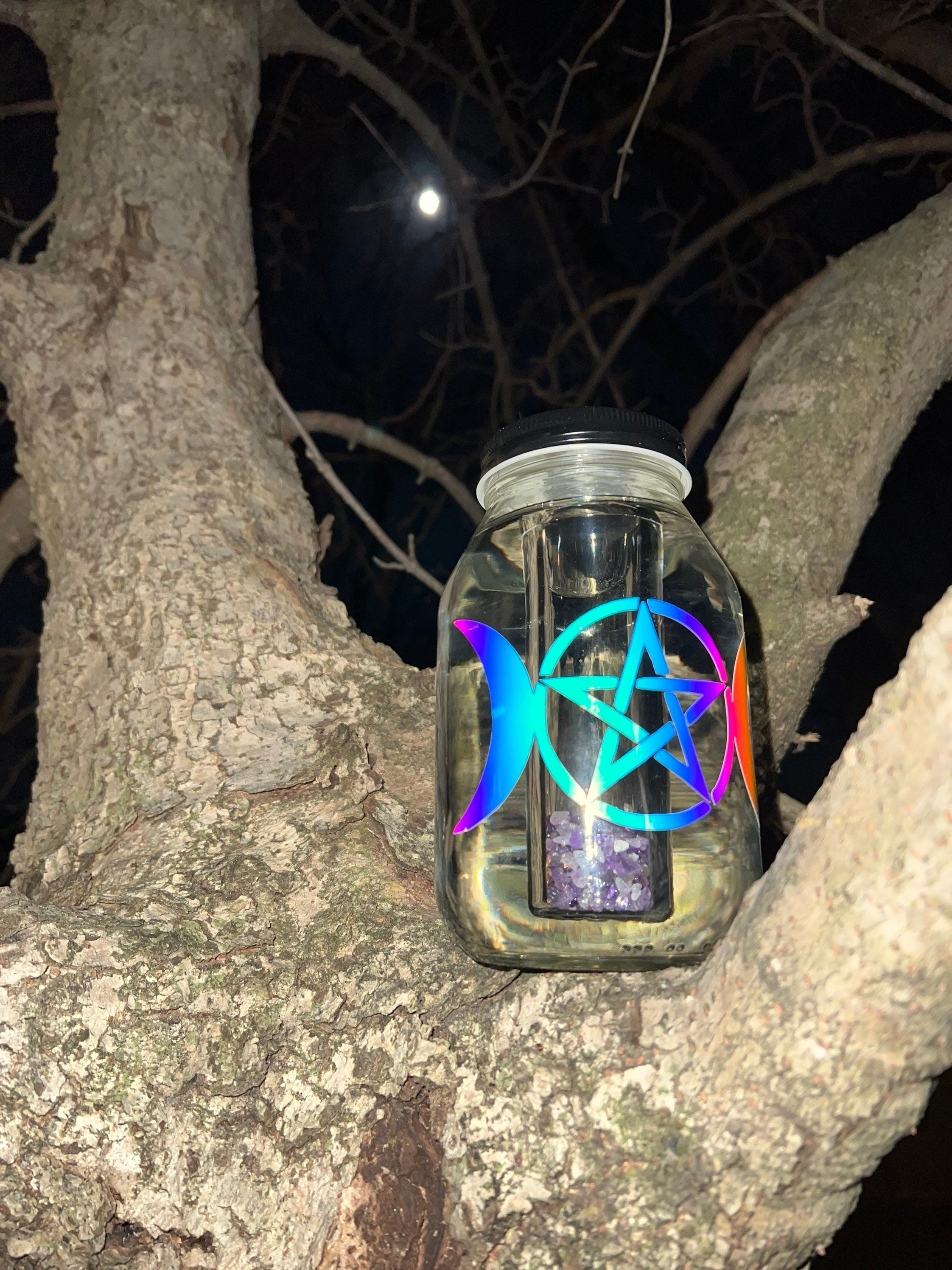 Moon Water Jar: Gemstone Infusion Vessel, Witchcraft Altar Decor