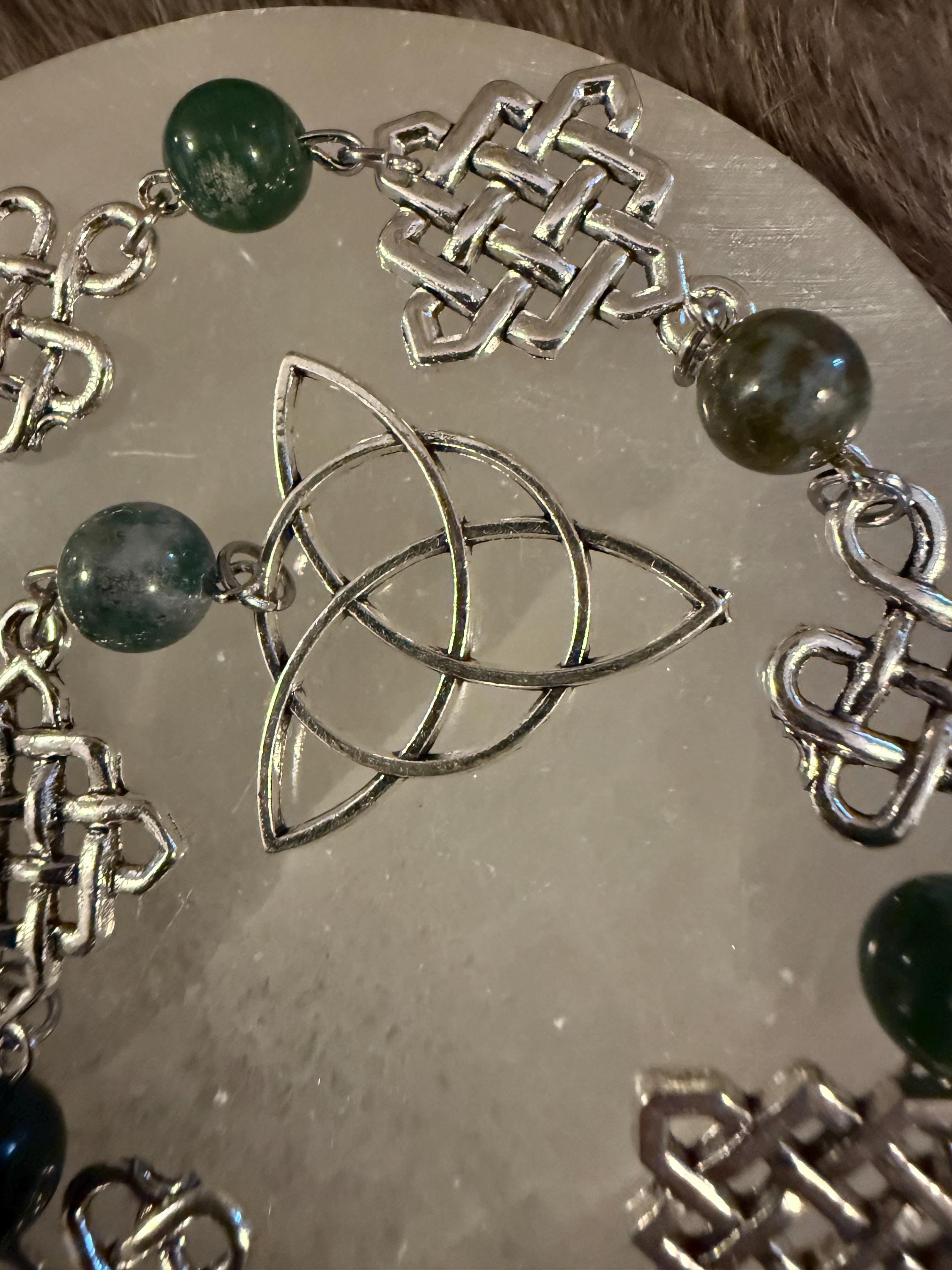Clear Quartz Pendulum: Beaded Celtic Knot Divination Tool