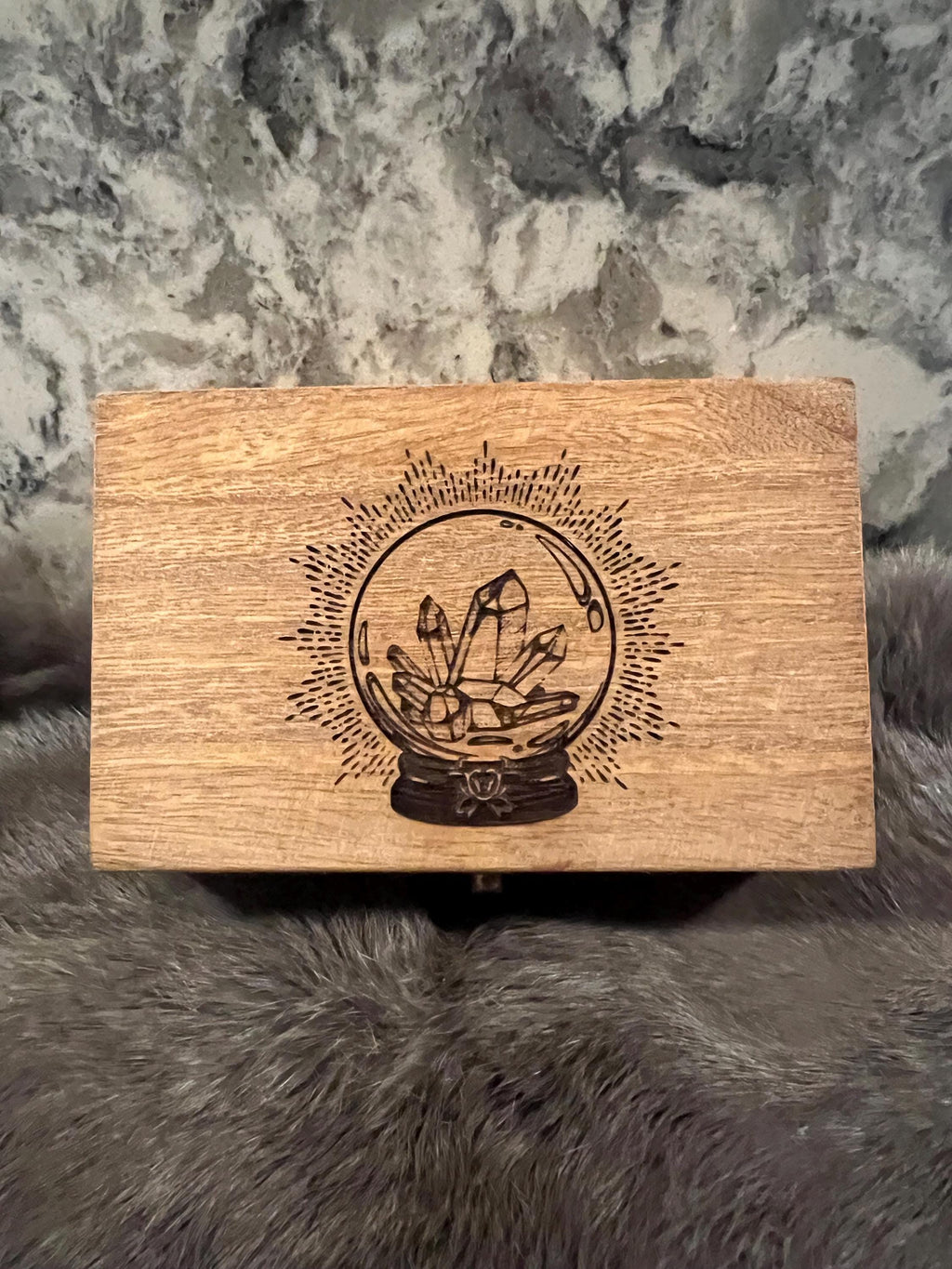 Etched Wood Tarot Card Box: Altar Box, Deck Storage (6x3.8 inches)