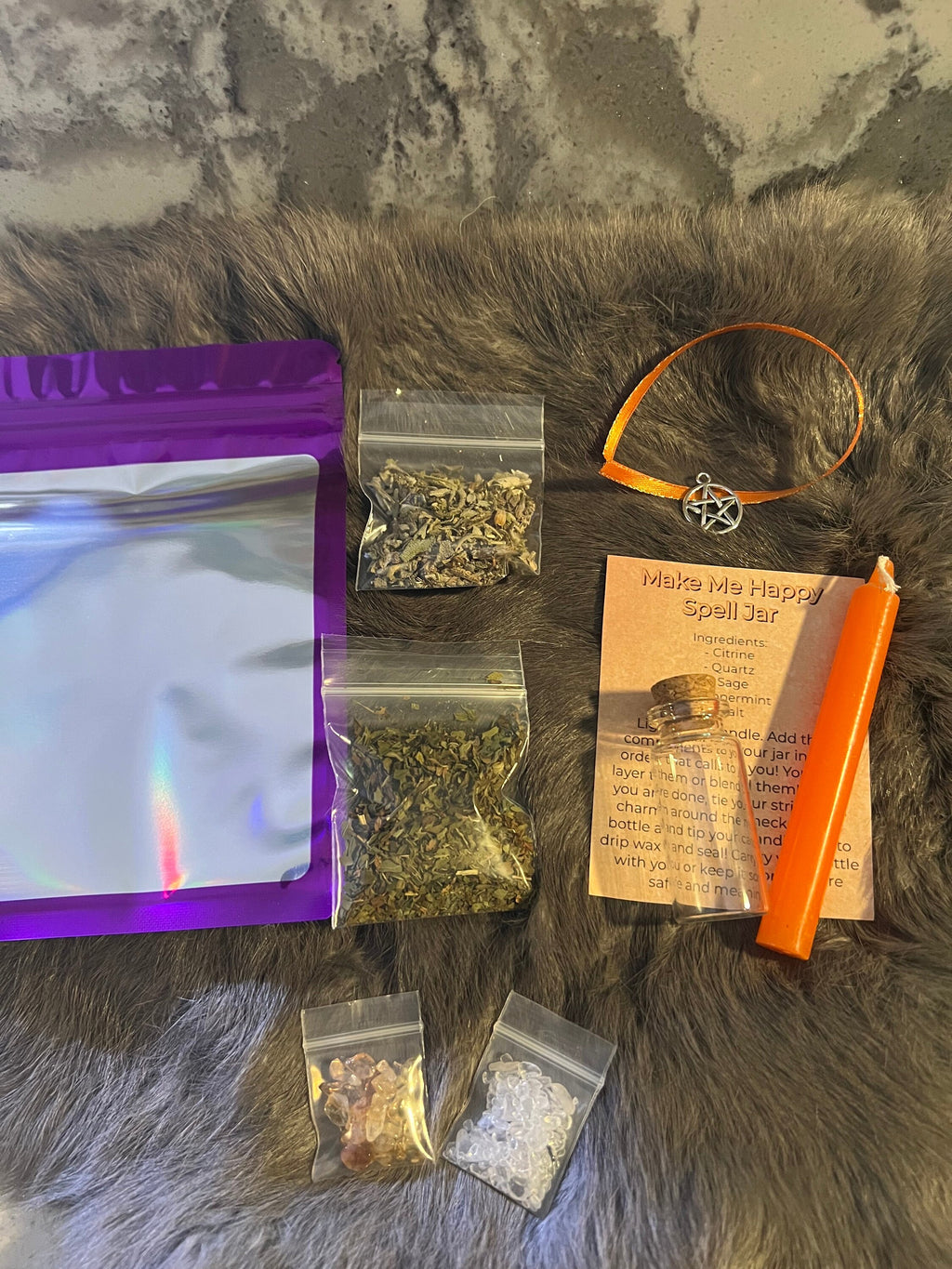 DIY Happiness Spell Jar Kit: Herbs, Crystals, Charm