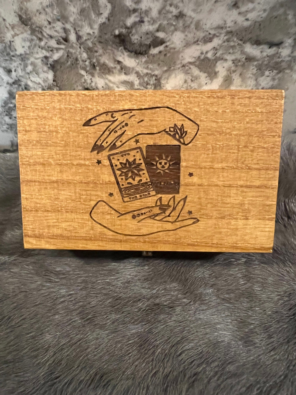 Etched Wood Tarot Card Box: Altar & Deck Storage