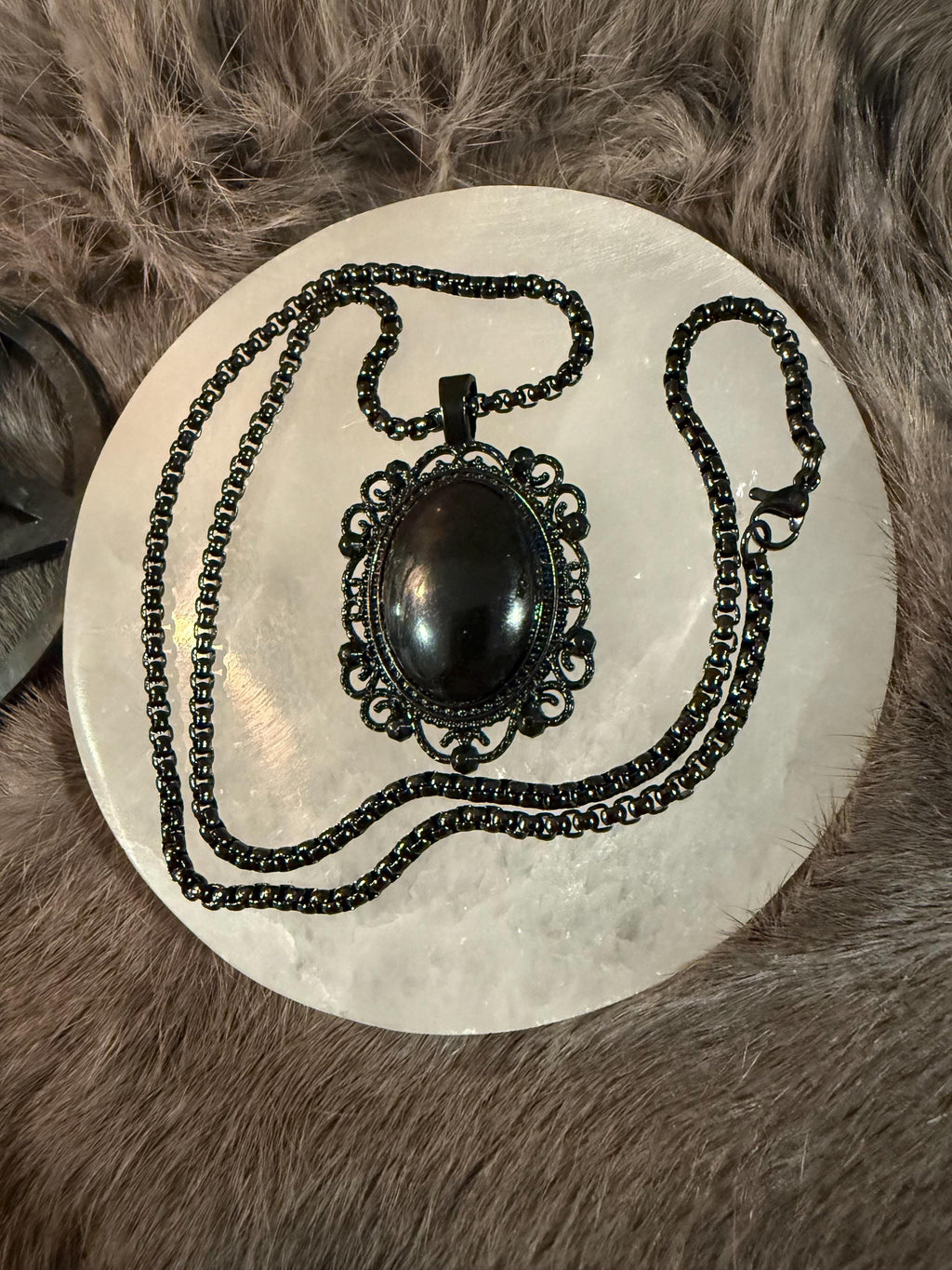 Scrying Mirror: Handcrafted Miniature Pendant Necklace