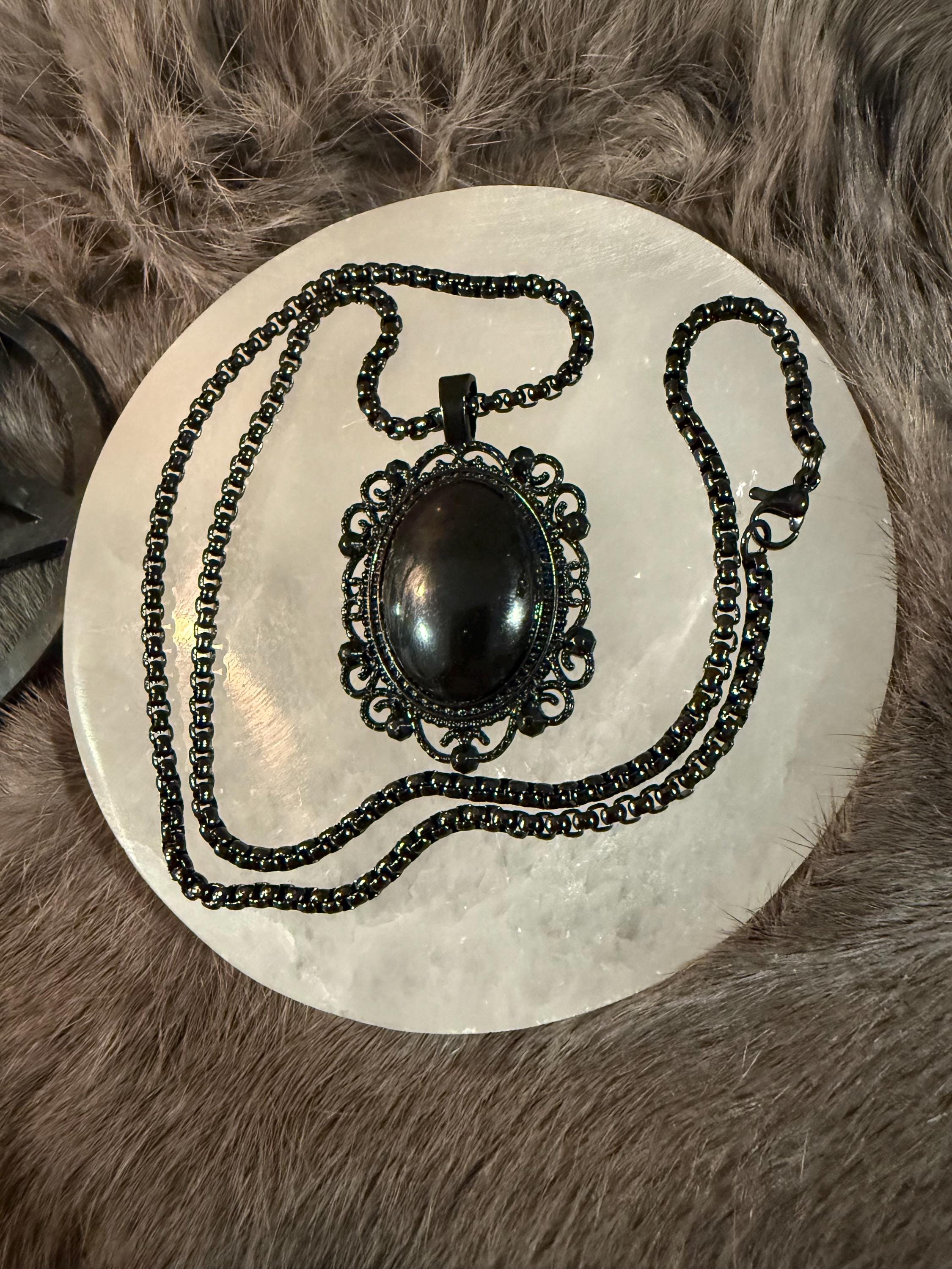 Scrying Mirror: Handcrafted Miniature Pendant Necklace