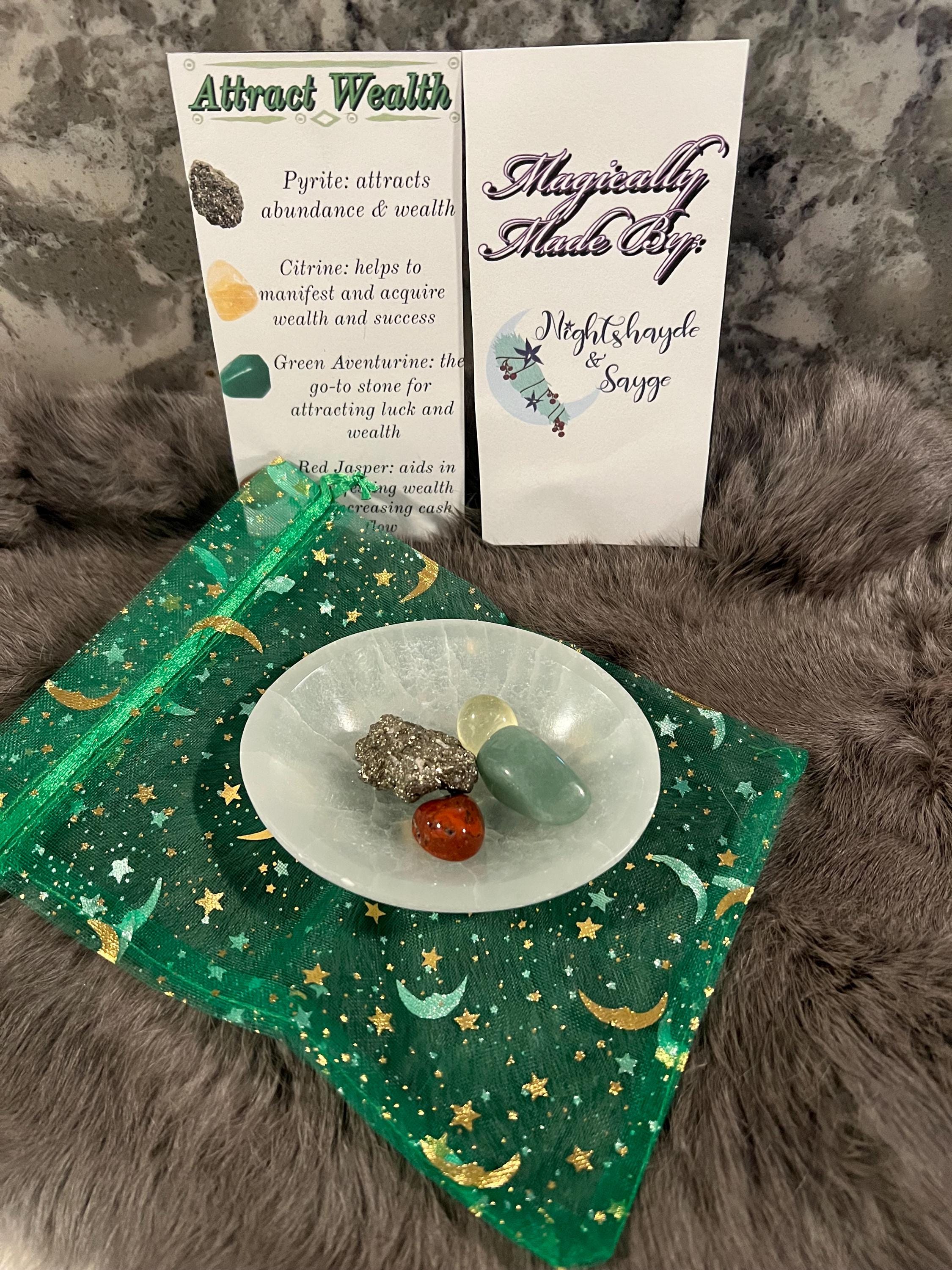 Wealth Gemstone Intention Kit: Pyrite, Citrine, Aventurine, Jasper