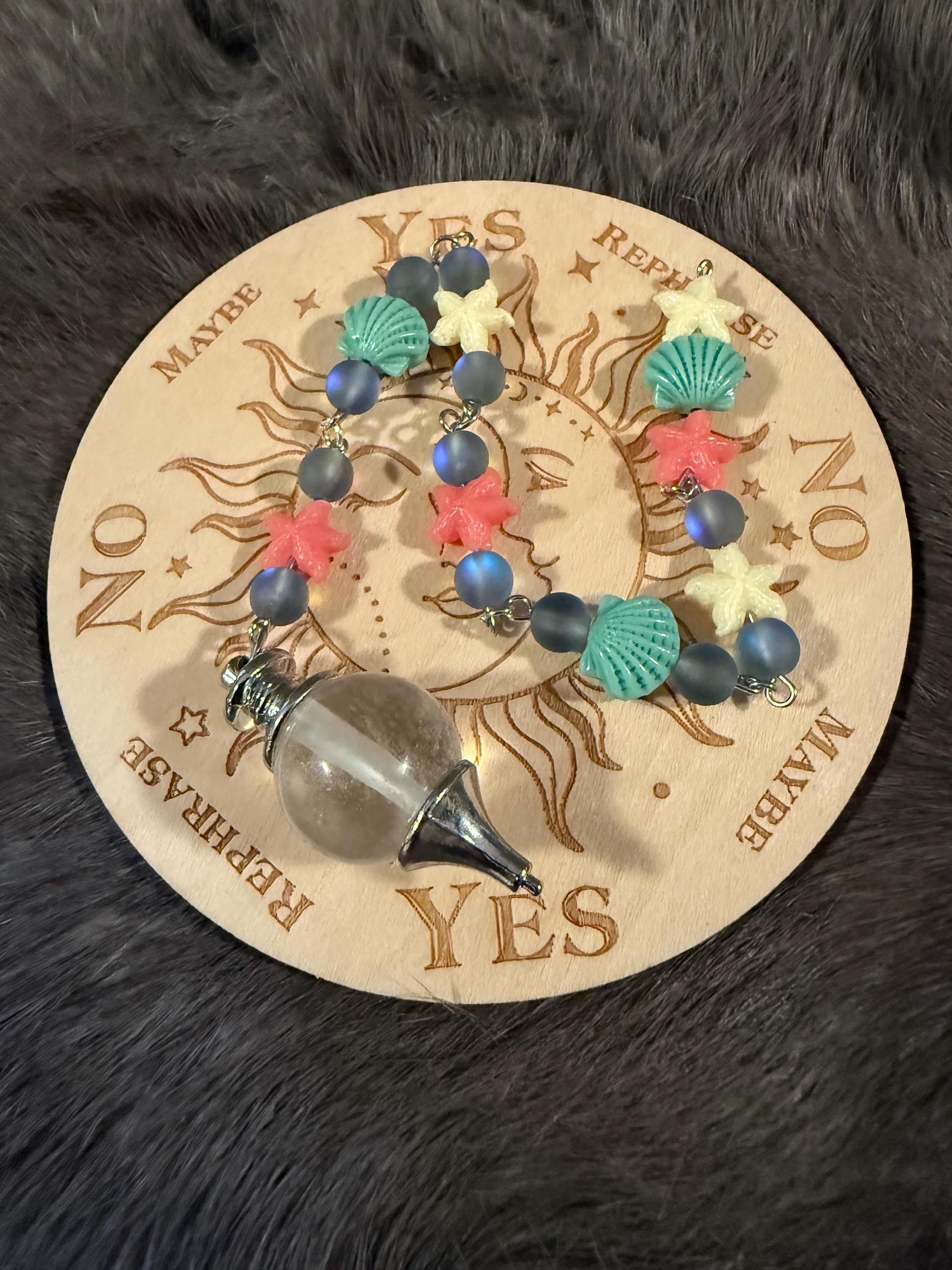 Clear Quartz Divination Pendulum: Mermaid Beaded Scrying Tool