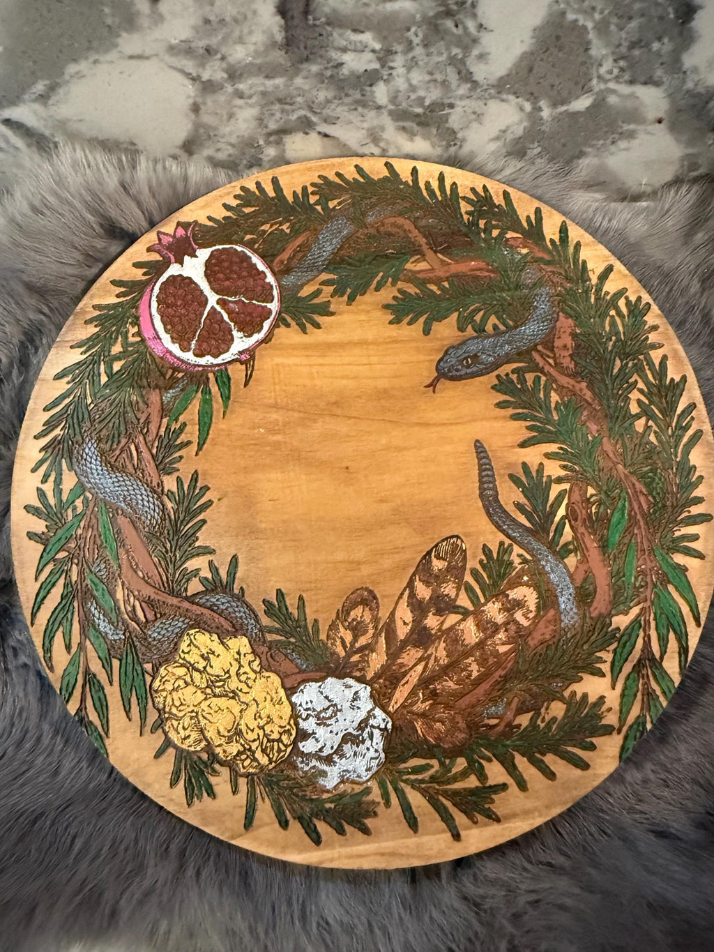 Hades Altar Table – Hand-Painted Wood Dais for Rituals