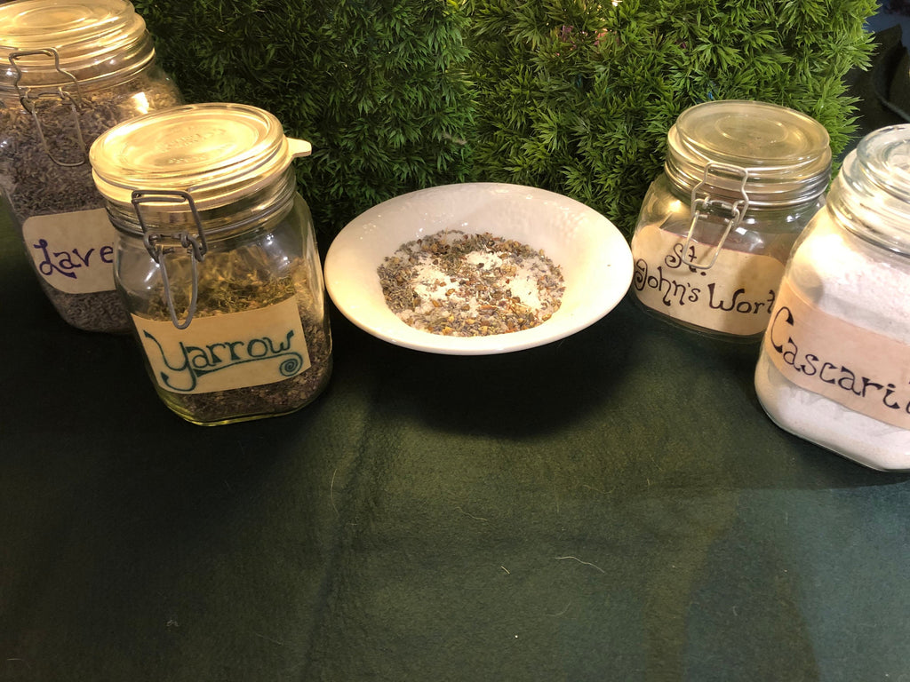 Sabbat Ritual Salt: Altar Bottle with Herbs & Pentacle Charm
