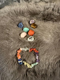 Chakra Stone Gift Set: 7 Gemstone Tumbles and Gemstone Chip Bracelet