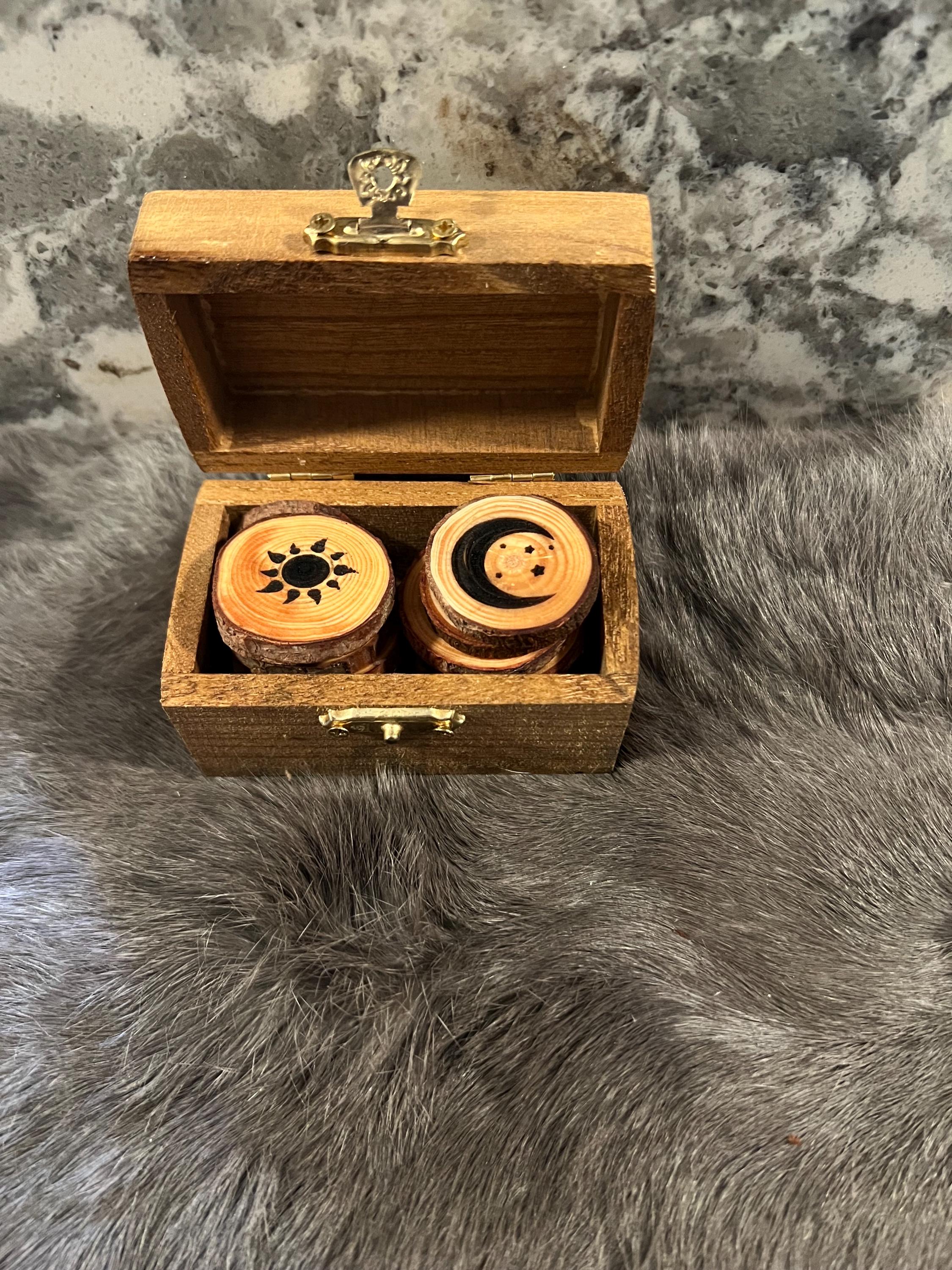 Wood Witch Rune Set – Custom Pyrography Divination with Box