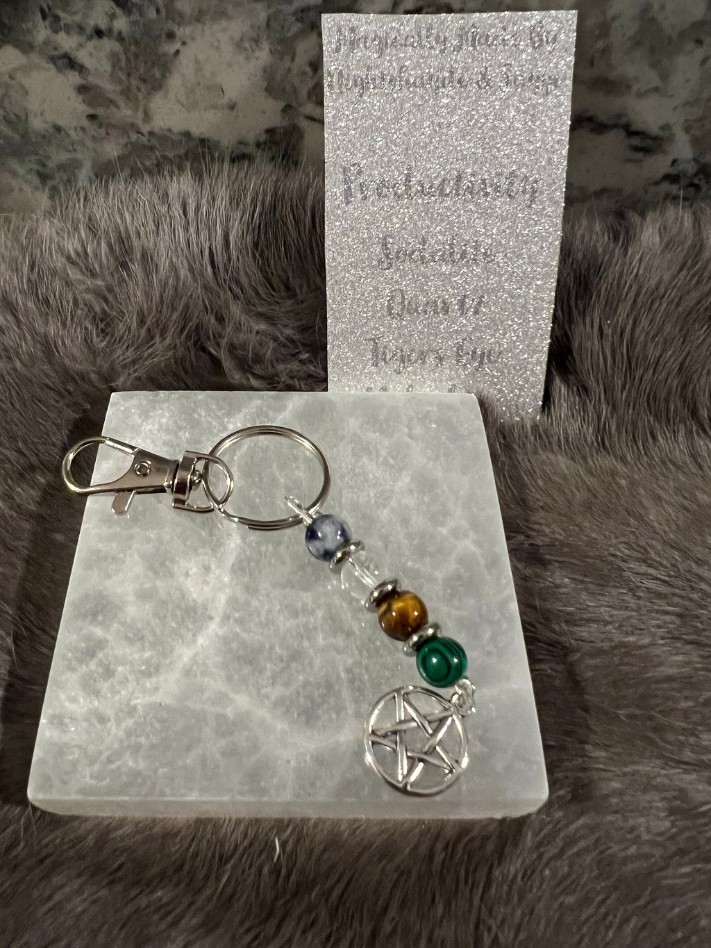 Gemstone Manifestation Keychain: Witchy Intention Charm