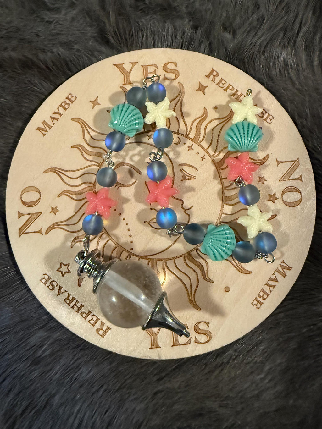 Clear Quartz Divination Pendulum: Mermaid Beaded Scrying Tool