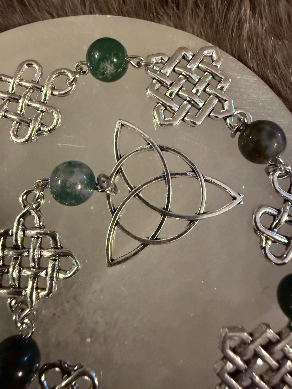 Clear Quartz Pendulum: Beaded Celtic Knot Divination Tool