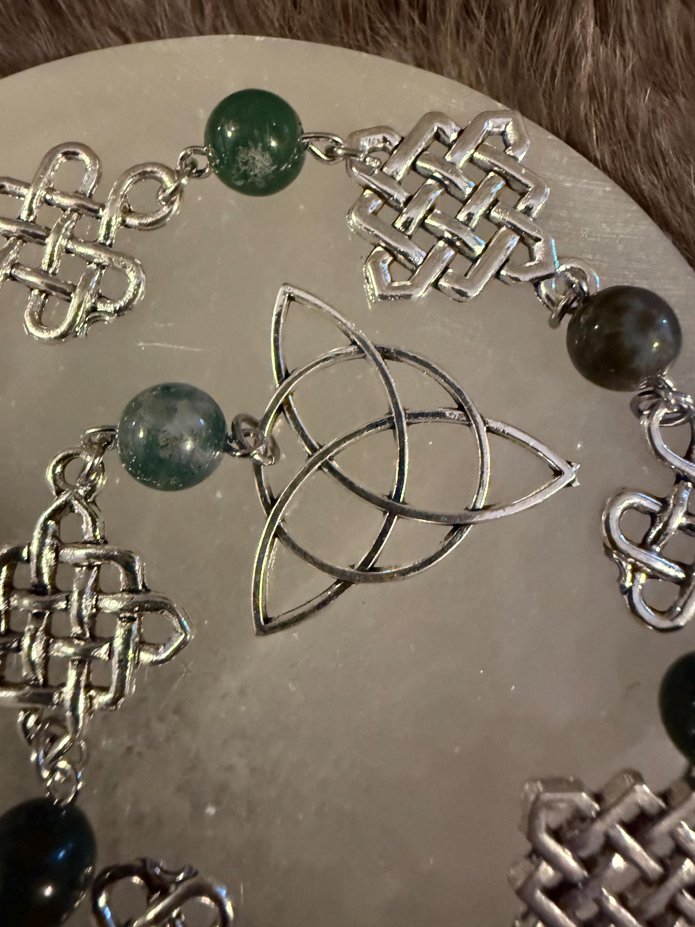 Clear Quartz Pendulum: Beaded Celtic Knot Divination Tool