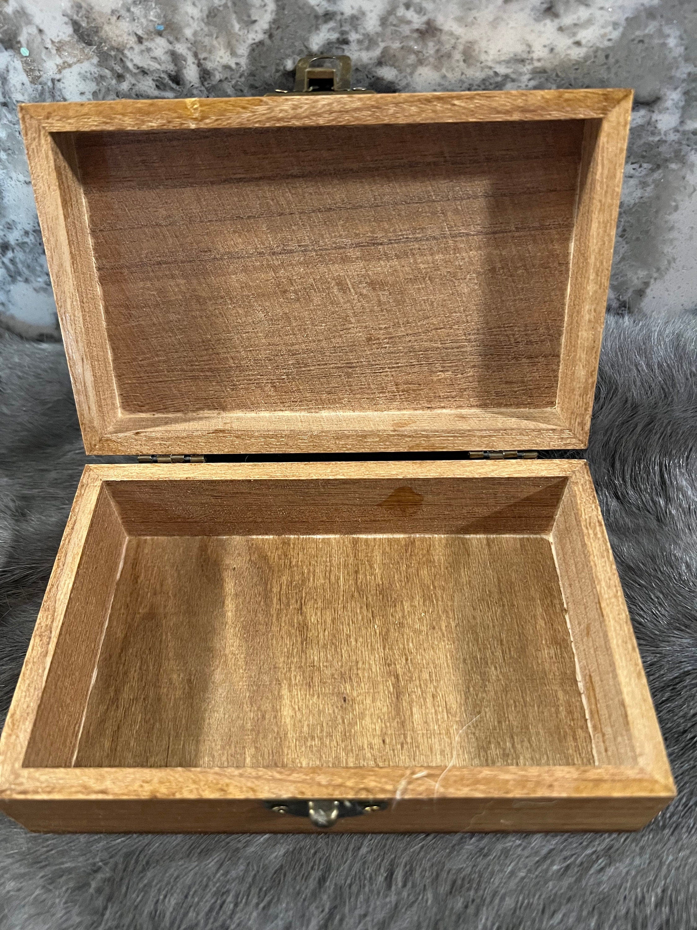 Etched Wood Tarot Card Box: Altar Box with Moon Phases