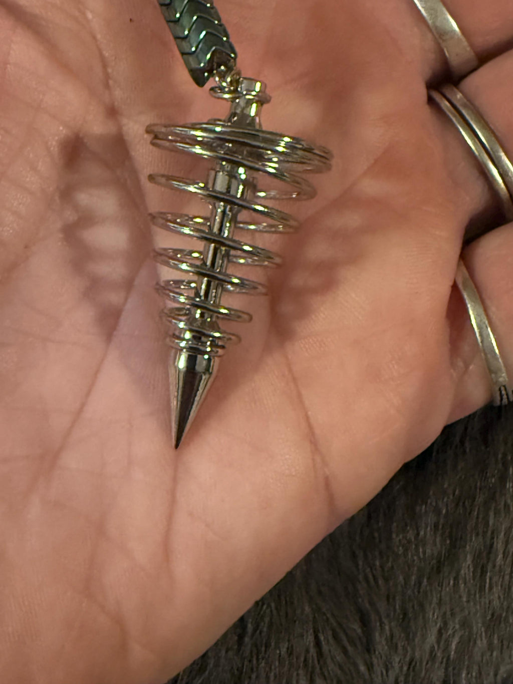 Metal Spiral Divination Pendulum: Dragon Scale Beaded Scrying Tool