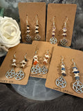 Snake Vertebrae Earrings: Gemstone Chips, Sterling Silver Hooks