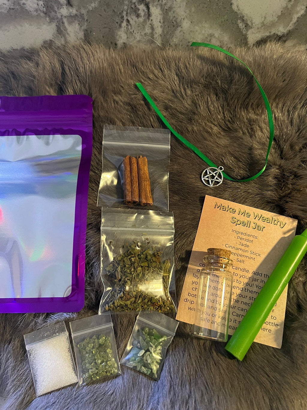Money Spell Jar DIY Kit: Wealth Manifestation Charm Bottle