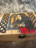 The Morrigan Altar Box: Wood-Burned Celtic Goddess Altar Decor
