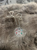 Flower of Life Crystal Grid Necklace: Gemstone Cabochan Pendant