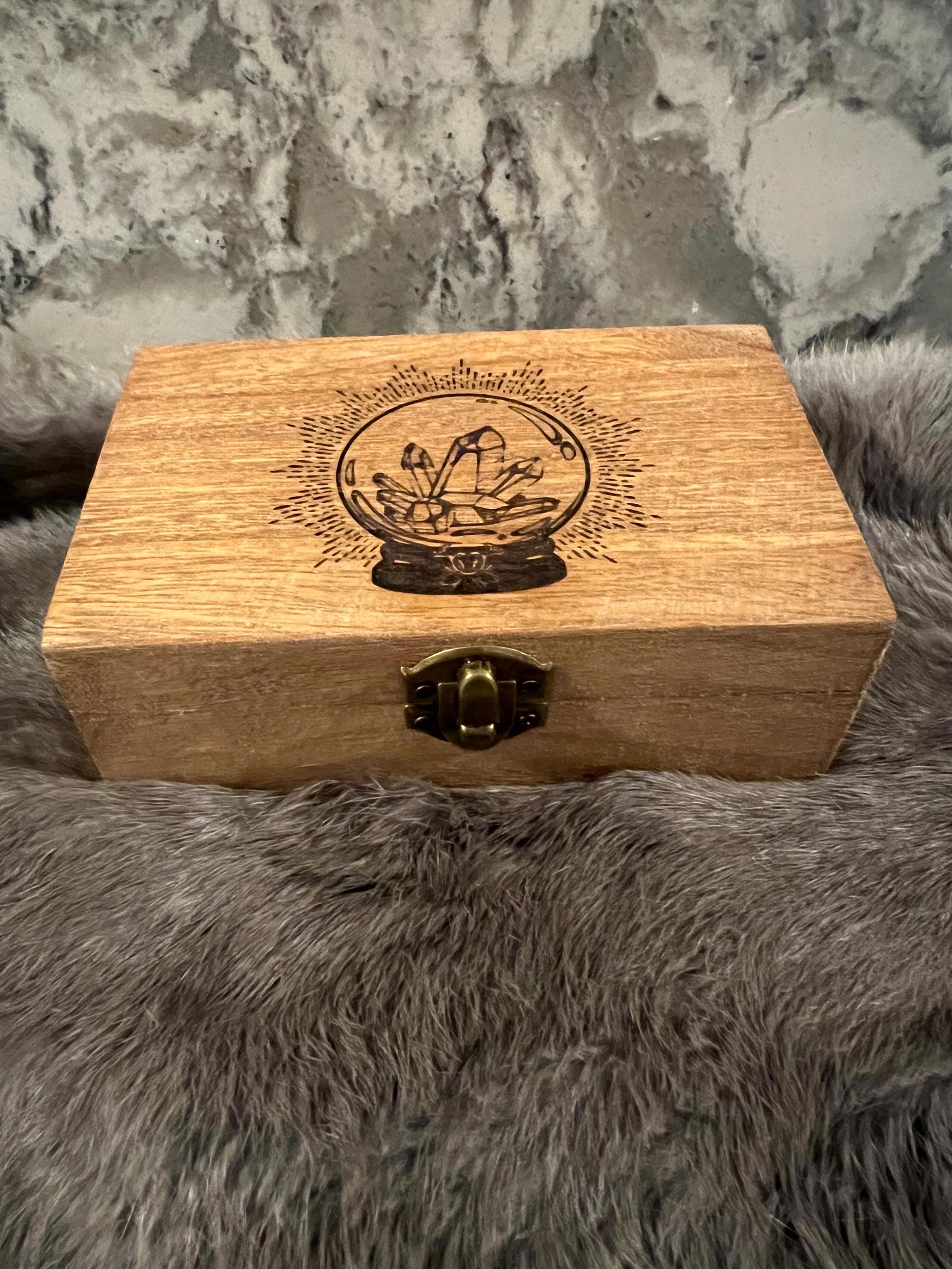 Etched Wood Tarot Card Box: Altar Box, Deck Storage (6x3.8 inches)