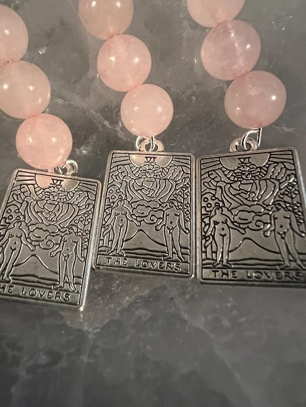 Rose Quartz 'The Lovers' Tarot Card Earrings or Necklace